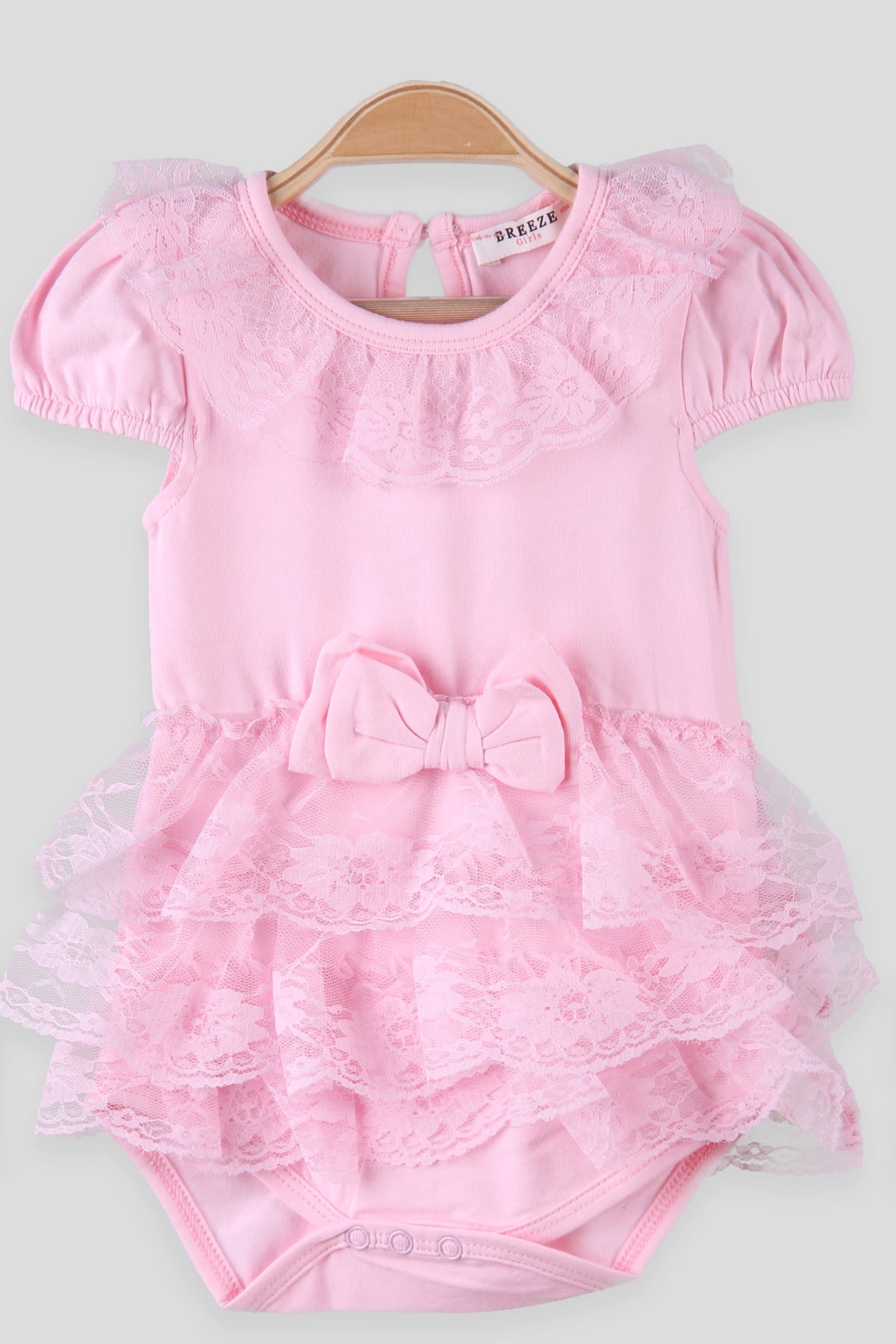 Breeze Kız Bebek Zıbın Dantelli Fiyonklu Pembe (6 Ay-2 Yaş)