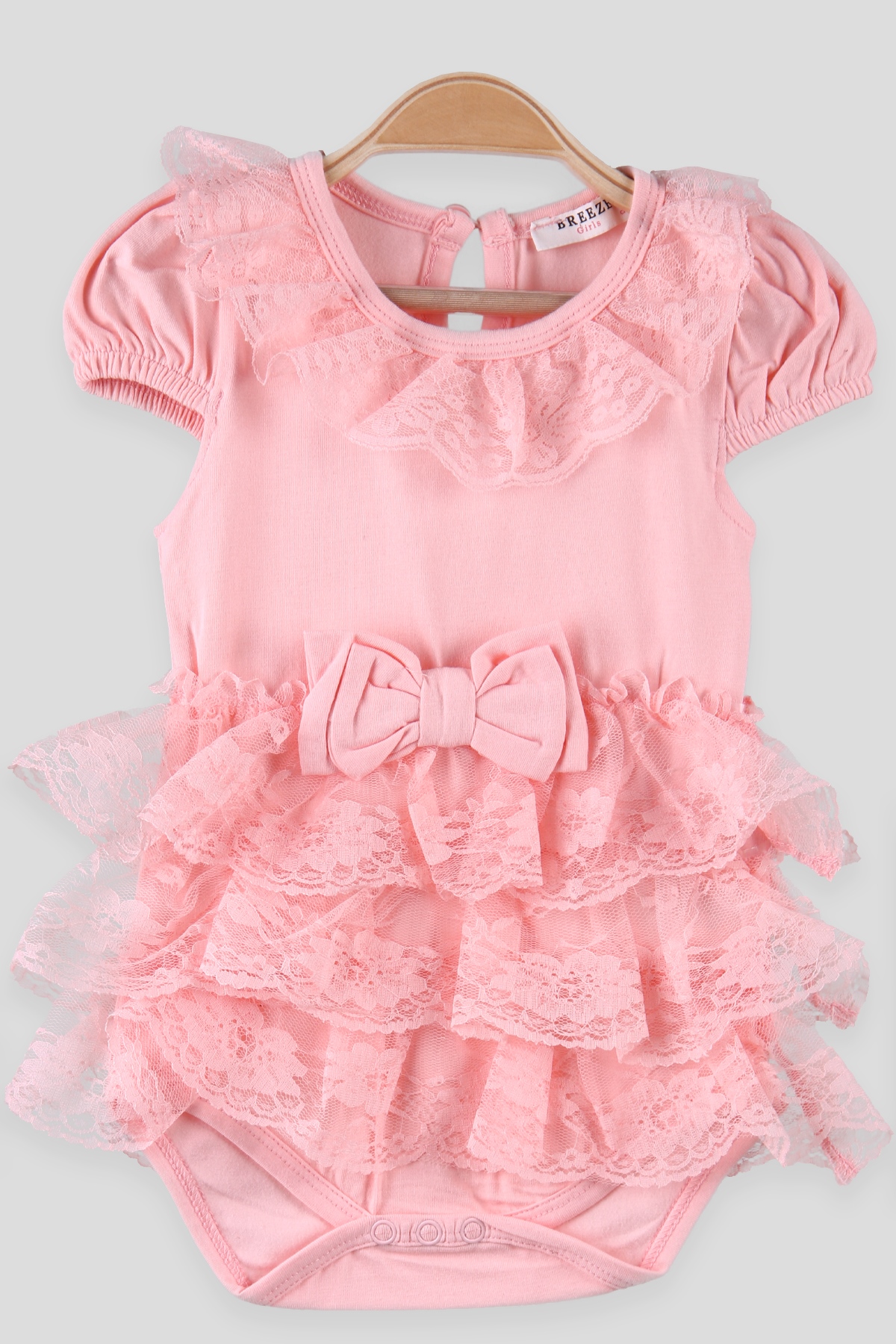 Breeze Kız Bebek Zıbın Dantelli Fiyonklu Somon (6 Ay-2 Yaş)