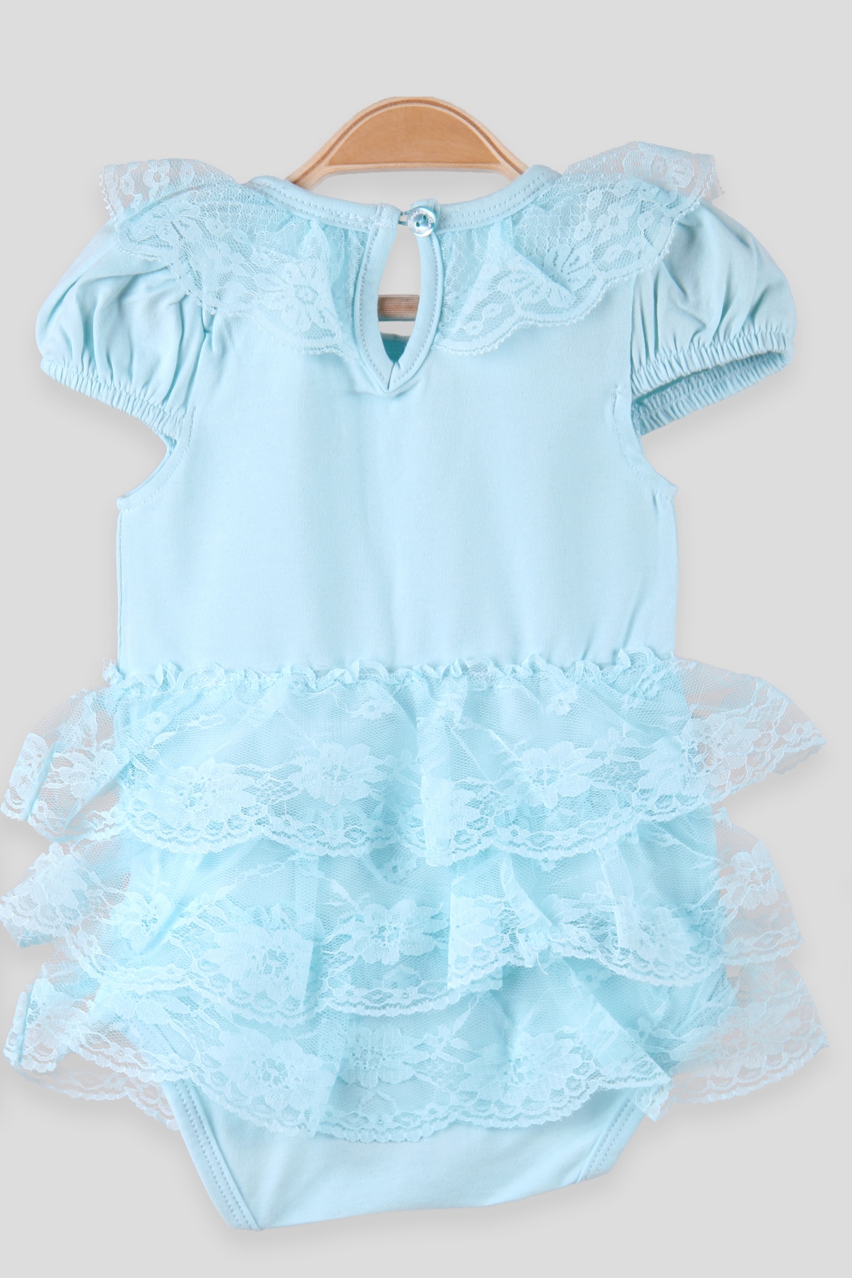 Breeze Kız Bebek Zıbın Dantelli Fiyonklu Turkuaz (6 Ay-2 Yaş)