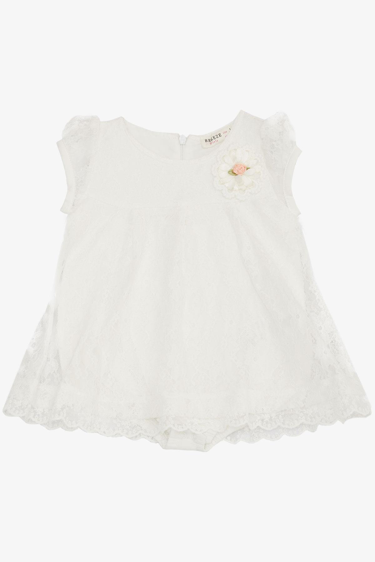 Breeze Kız Bebek Zıbın Elbise Çiçek Detaylı Dantelli (6 Ay-2 Yaş)