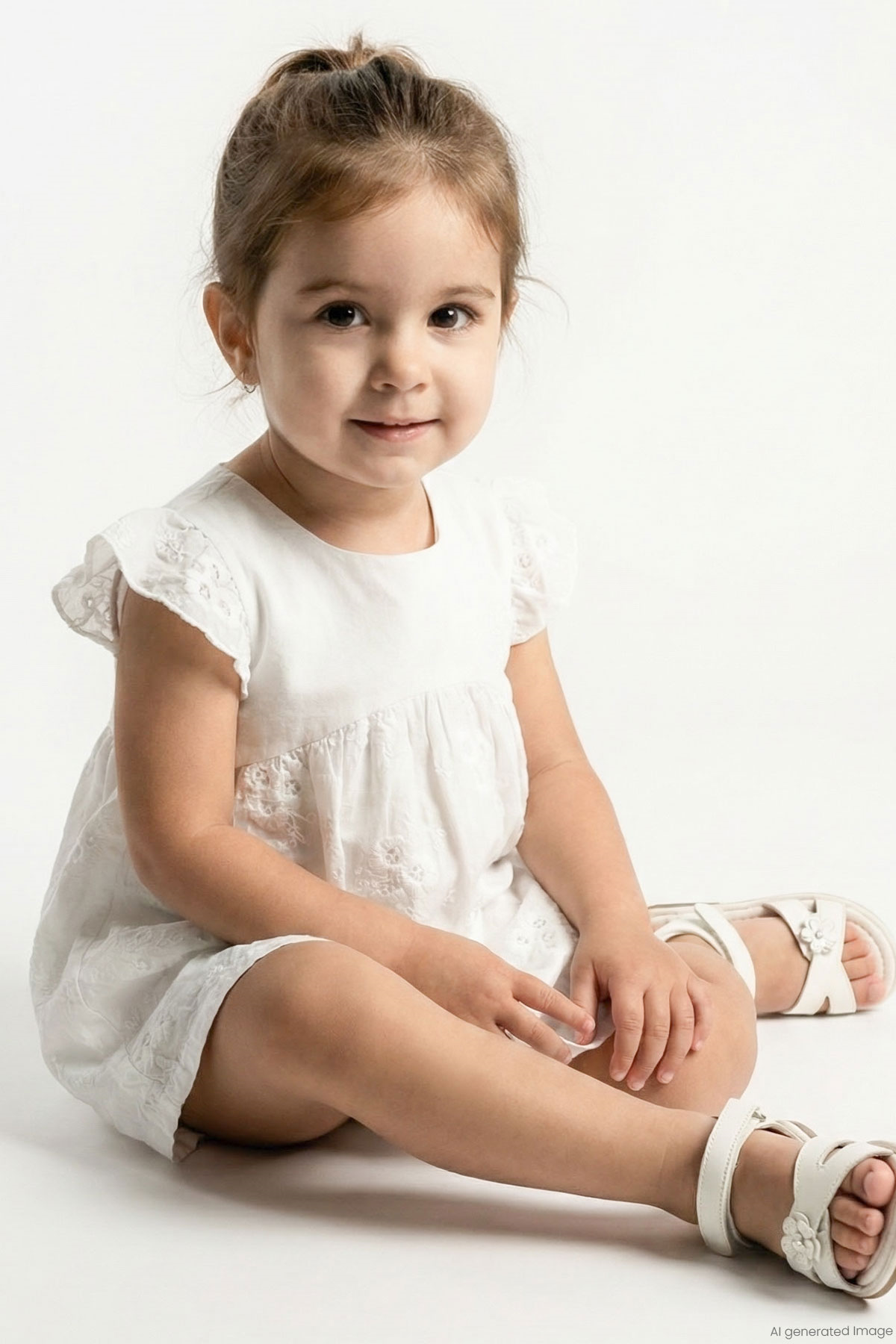 Breeze Kız Bebek Zıbın Elbise Çiçek Nakışlı Ekru (6 Ay-2 Yaş)