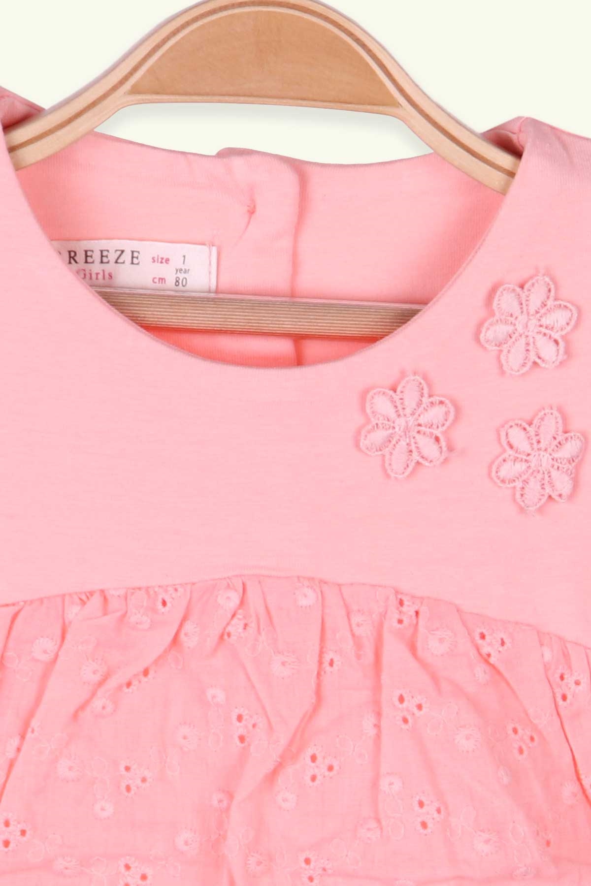 Breeze Kız Bebek Zıbın Elbise Çiçekli Somon (6 Ay-2 Yaş)