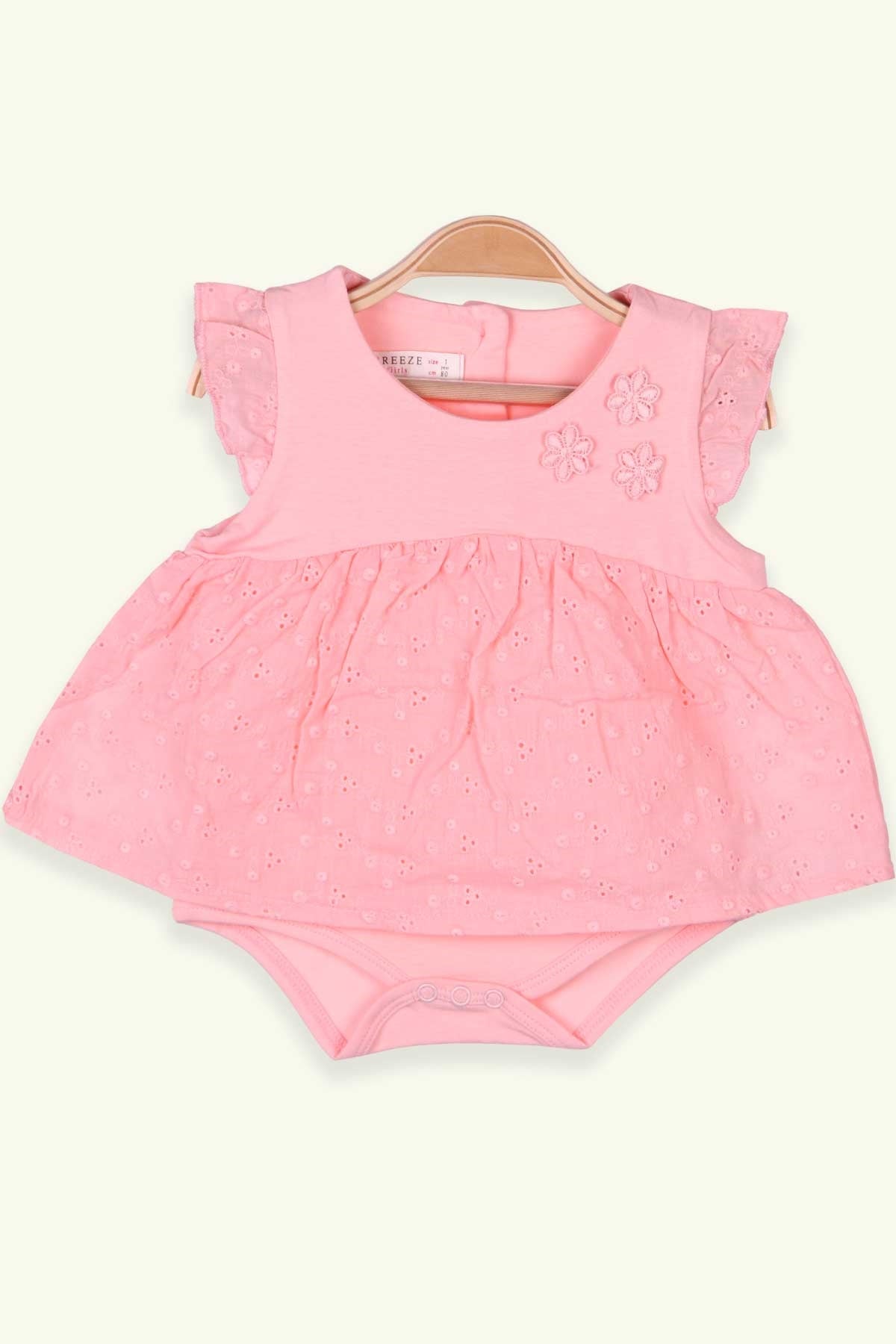 Breeze Kız Bebek Zıbın Elbise Çiçekli Somon (6 Ay-2 Yaş)