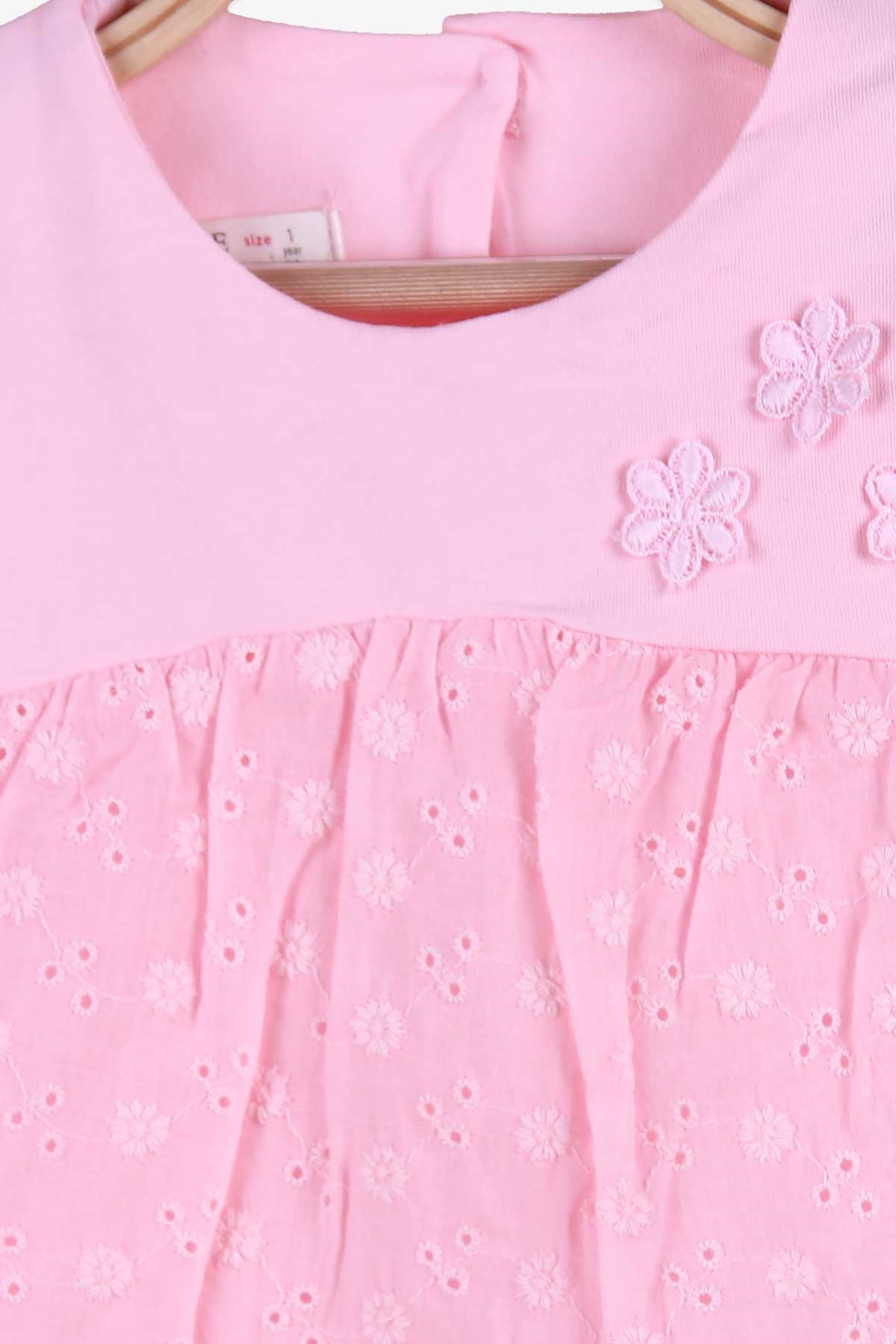 Breeze Kız Bebek Zıbın Elbise Dantelli Pembe (4 Ay-1.5 Yaş)