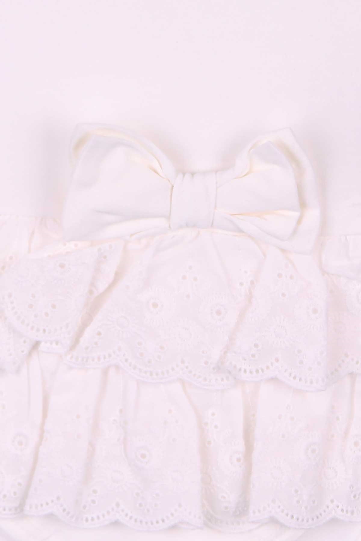Breeze Kız Bebek Zıbın Elbise Fiyonklu Ekru (6 Ay)