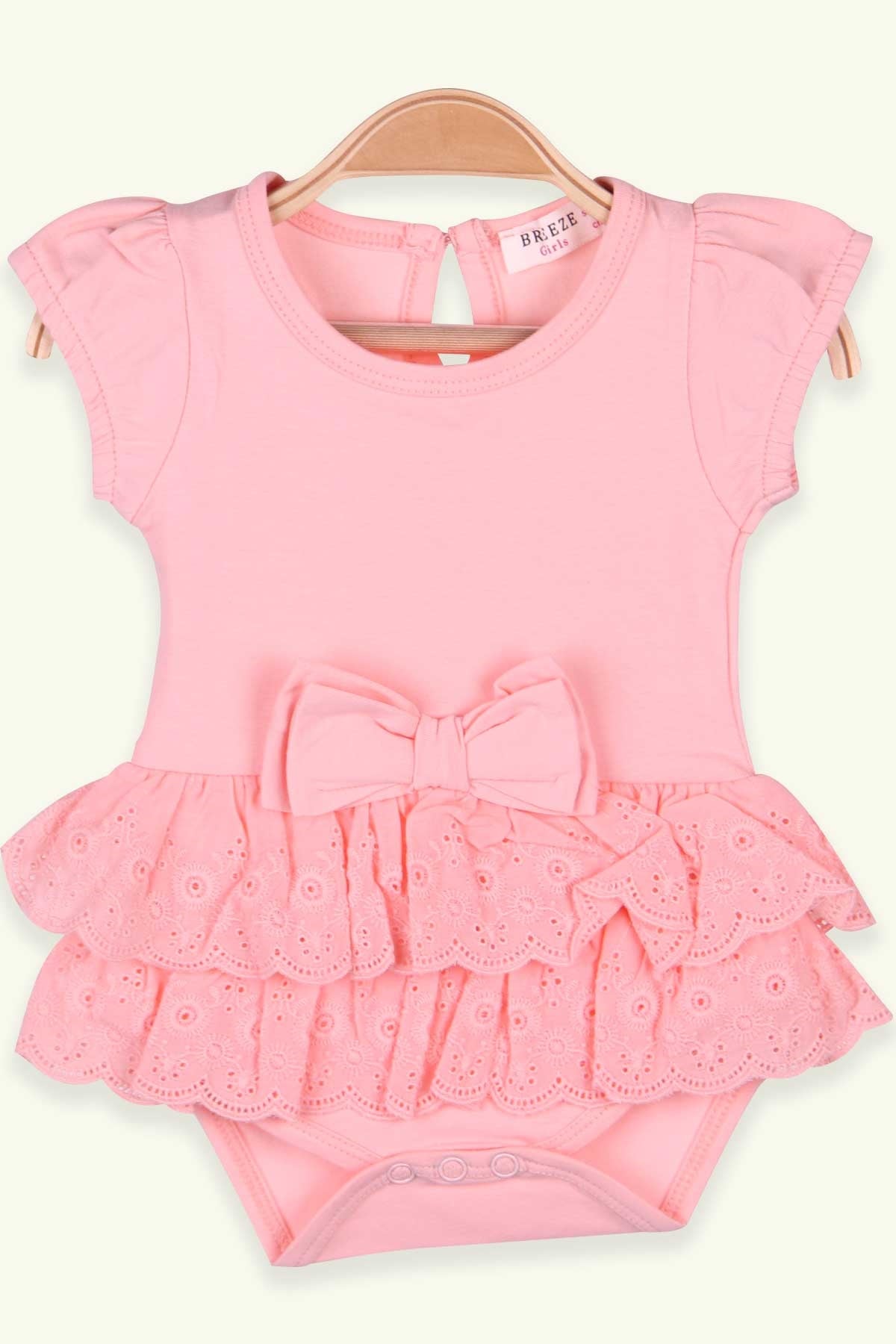 Breeze Kız Bebek Zıbın Elbise Fiyonklu Somon (6 Ay-2 Yaş)