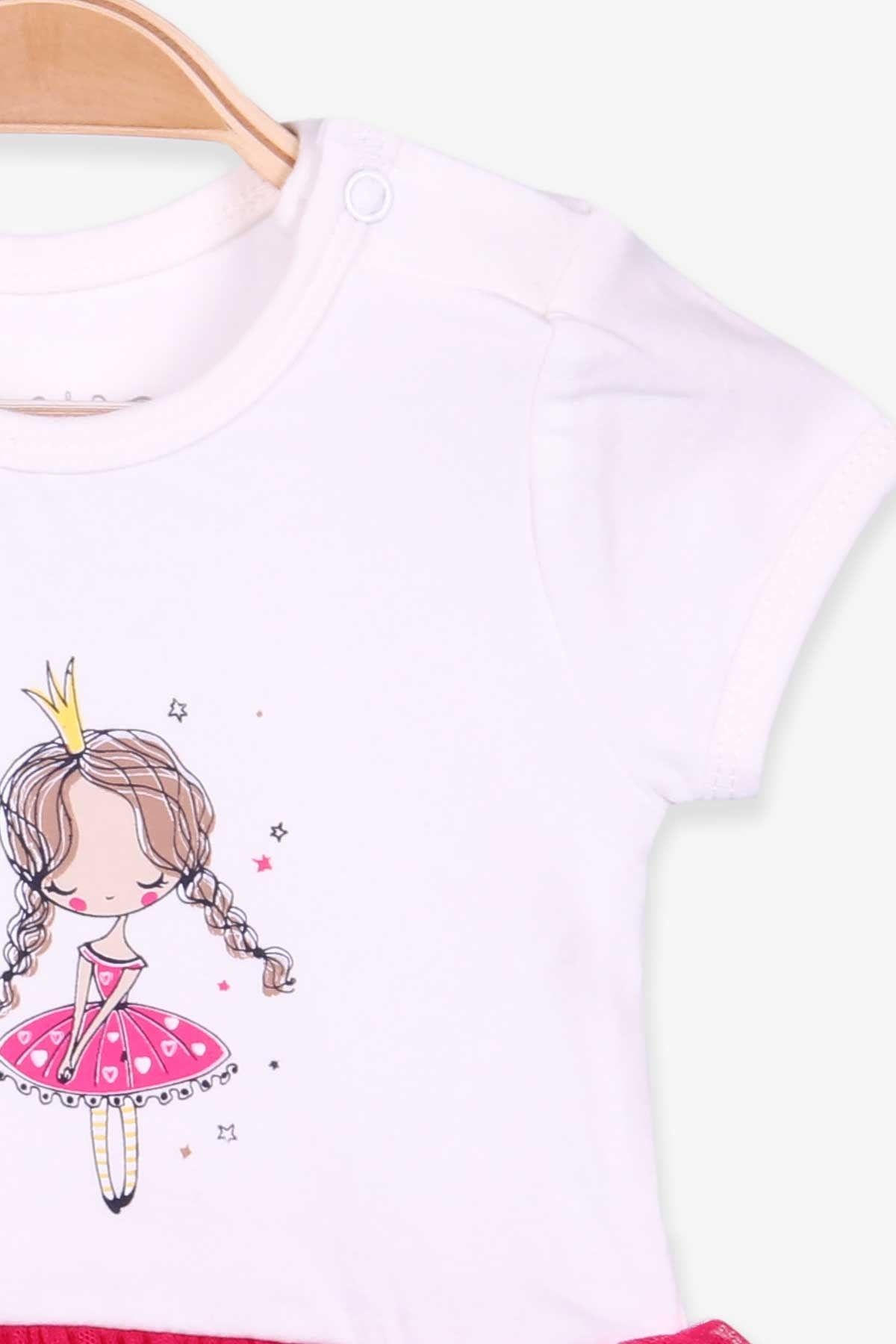 Breeze Kız Bebek Zıbın Elbise Prenses Baskılı Ekru (6 Ay-2 Yaş)