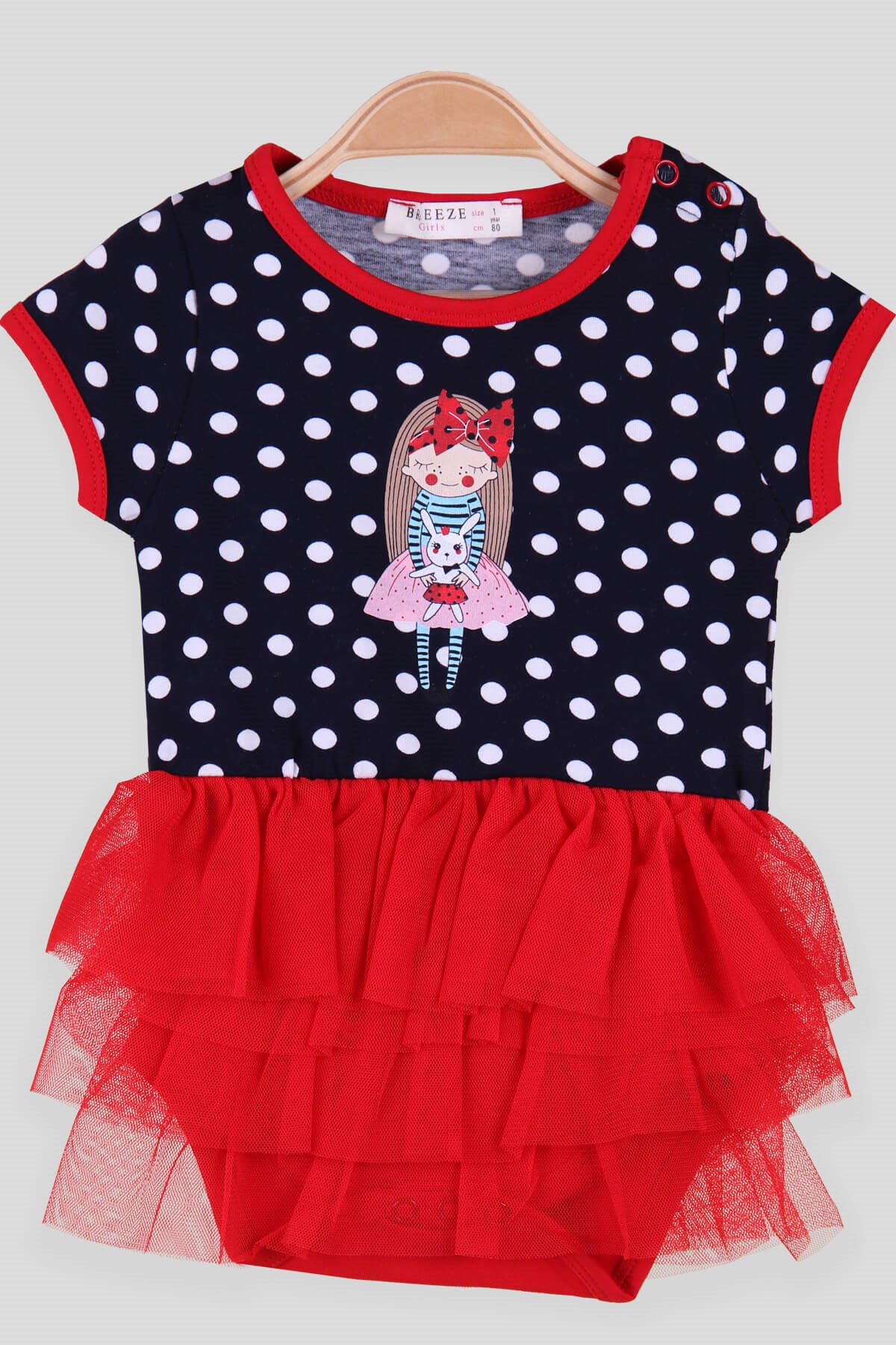 Breeze Kız Bebek Zıbın Elbise Tüllü  Kırmızı (6 Ay-2 Yaş)
