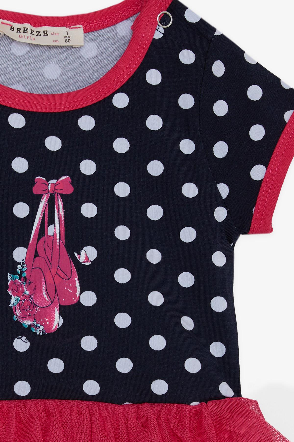 Breeze Kız Bebek Zıbın Elbise Tüllü Puantiyeli Lacivert (6 Ay-2 Yaş)