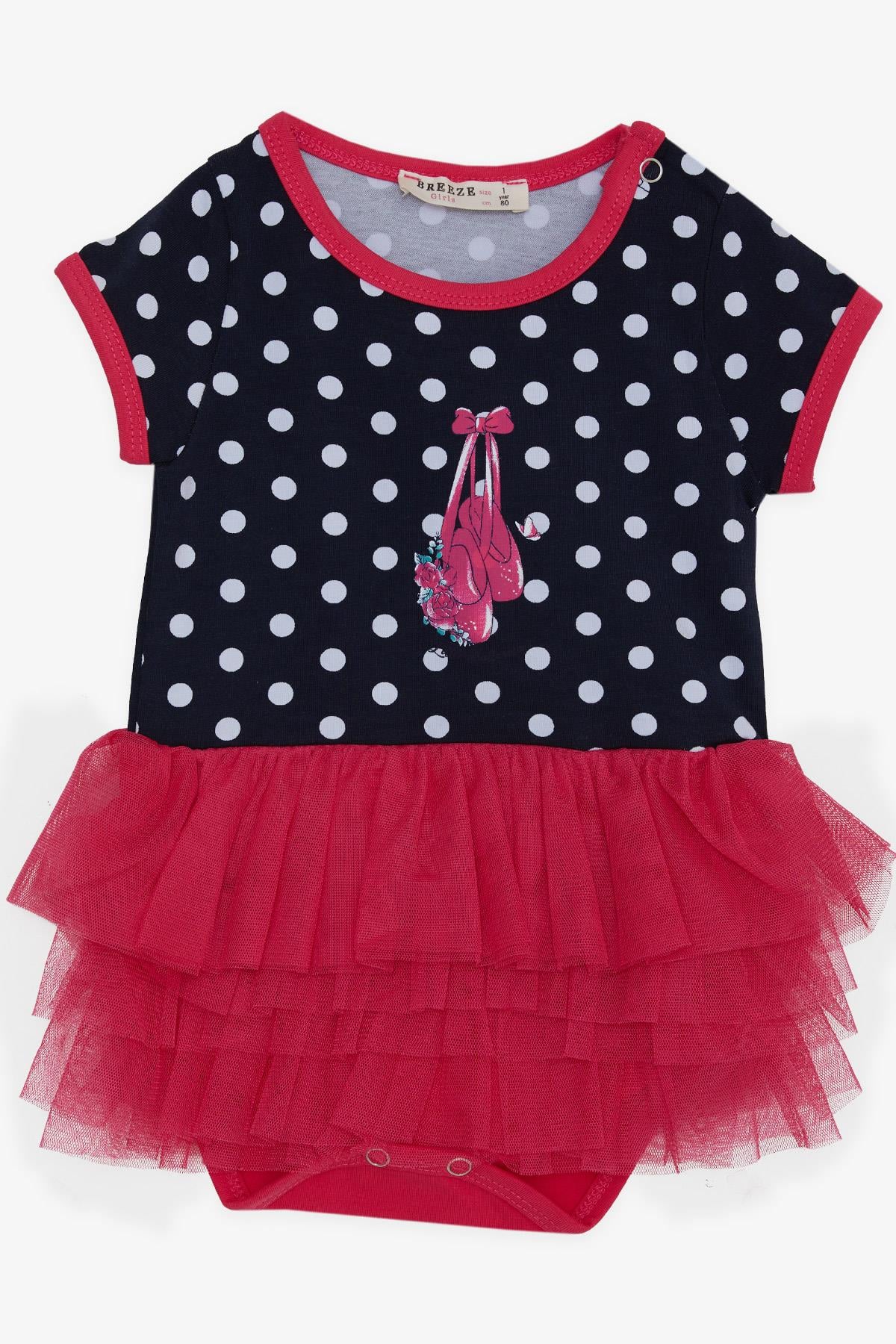 Breeze Kız Bebek Zıbın Elbise Tüllü Puantiyeli Lacivert (6 Ay-2 Yaş)
