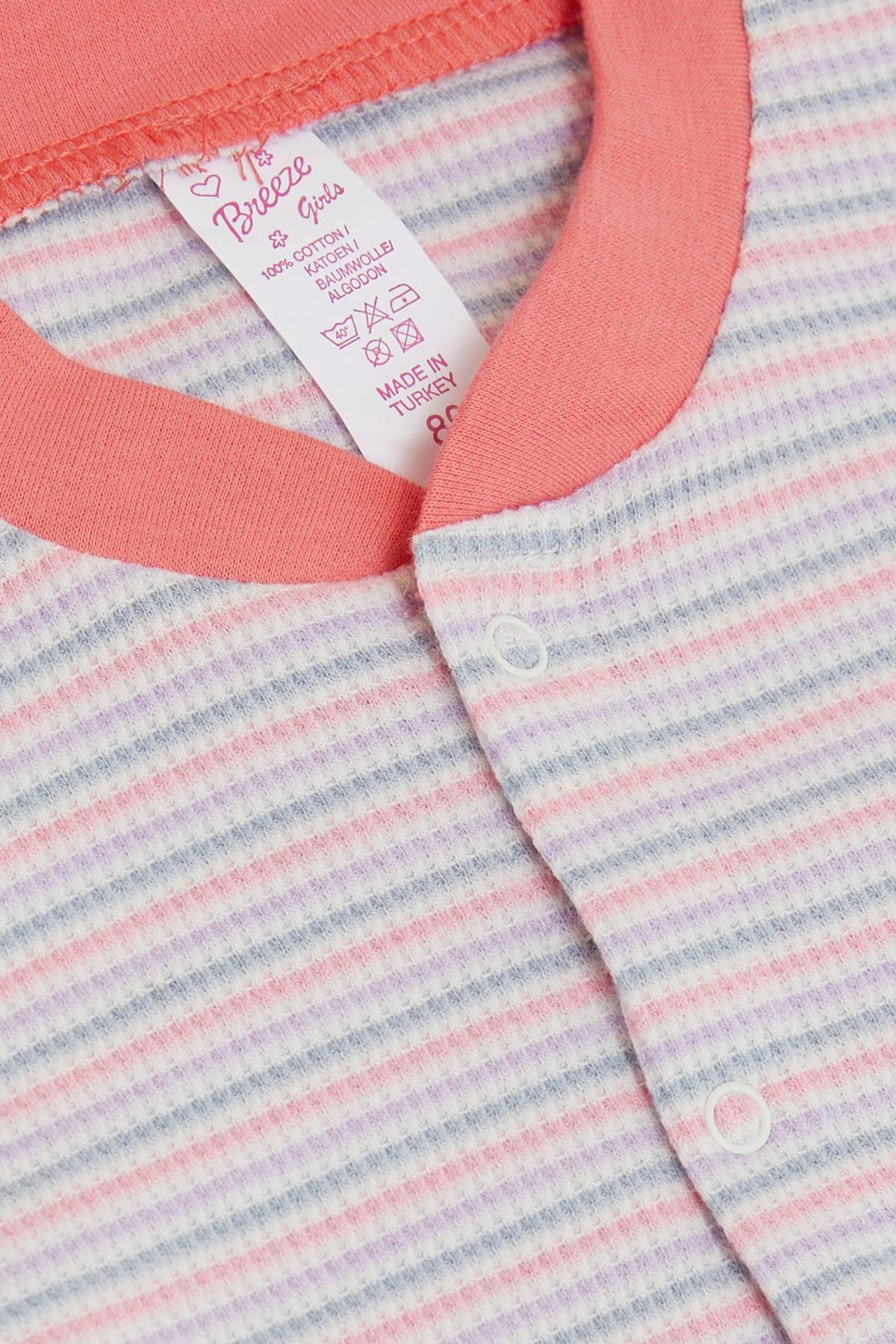 Breeze Kız Bebek Zıbınlı 3 lü Takım Sevimli Bebek Ayıcık Nakışlı Karışık Renk (4 Ay-1 Yaş)