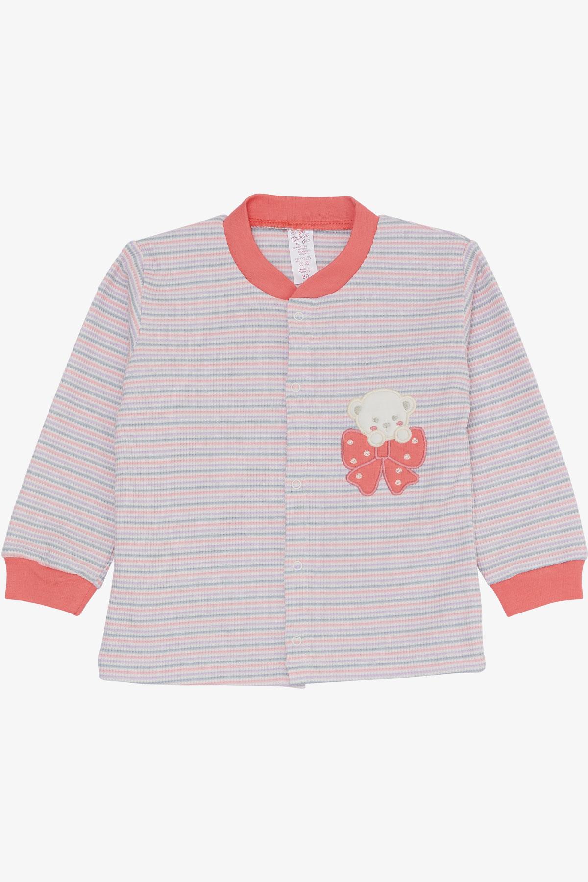 Breeze Kız Bebek Zıbınlı 3 lü Takım Sevimli Bebek Ayıcık Nakışlı Karışık Renk (4 Ay-1 Yaş)