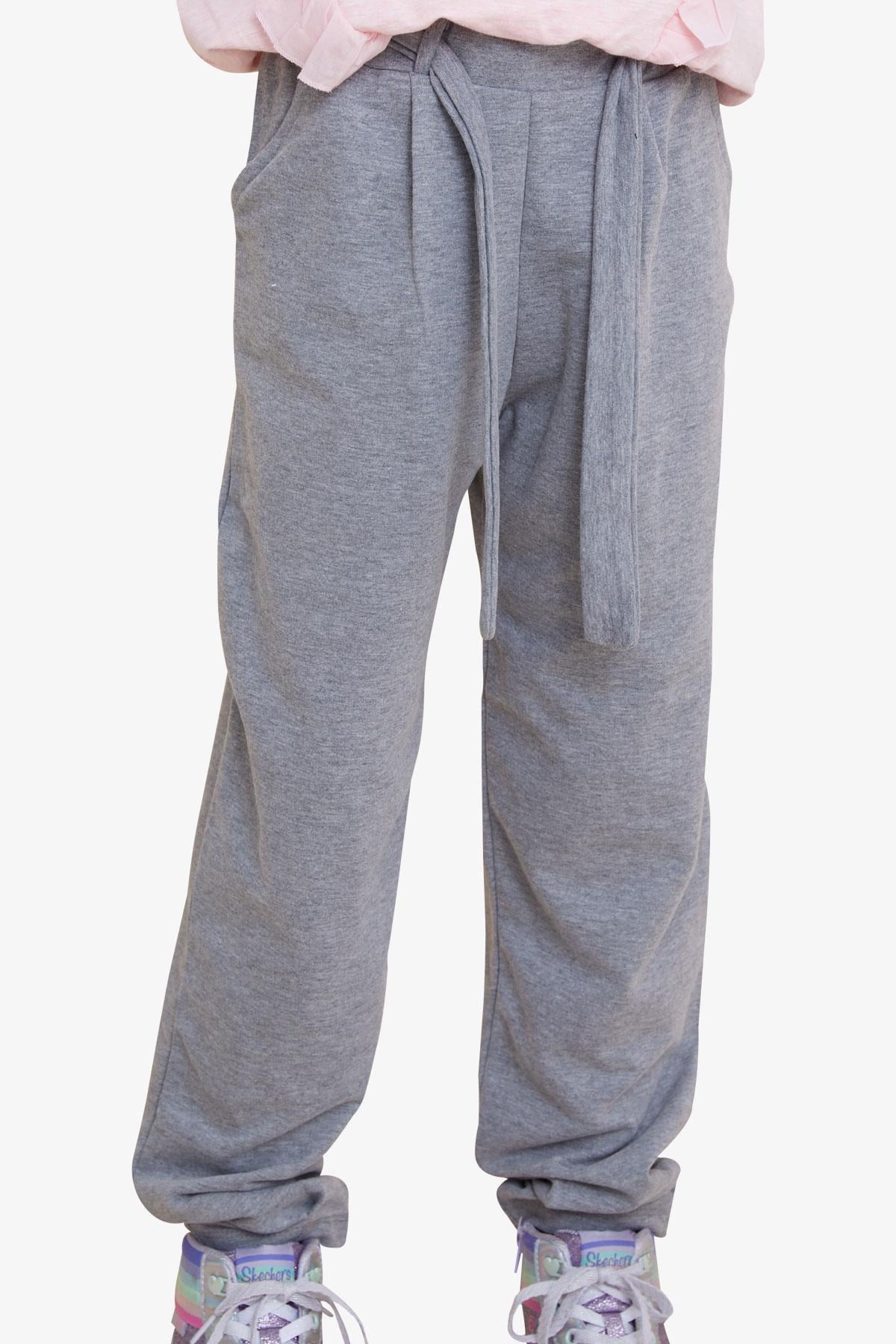 Breeze Kız Çocuk Alt Beli Kuşaklı Cepli Koyu Gri Melanj (6-10 Yaş)