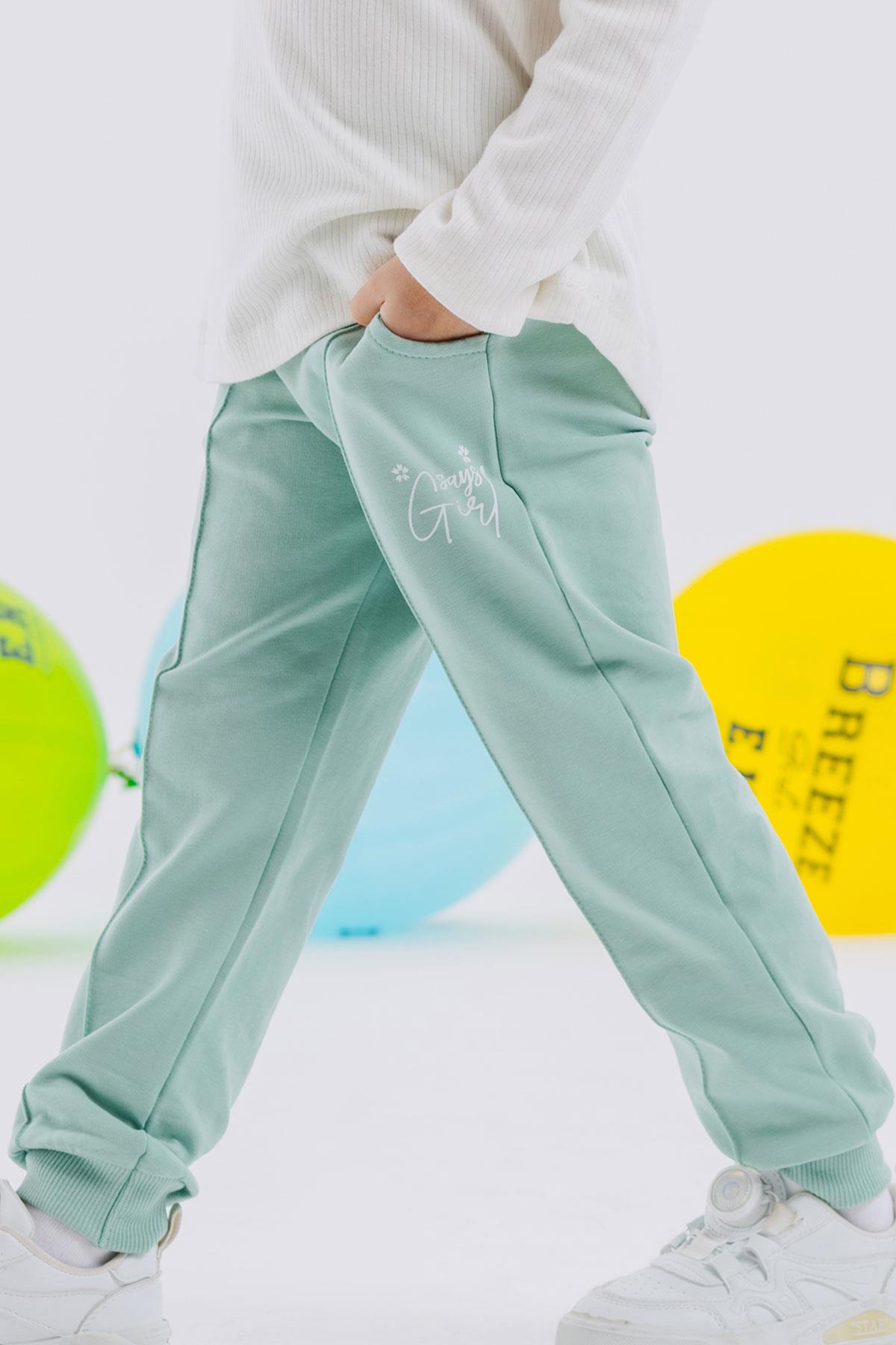 Breeze Kız Çocuk Alt Cepli Yazı Baskılı Su Yeşili (1.5-5 Yaş)