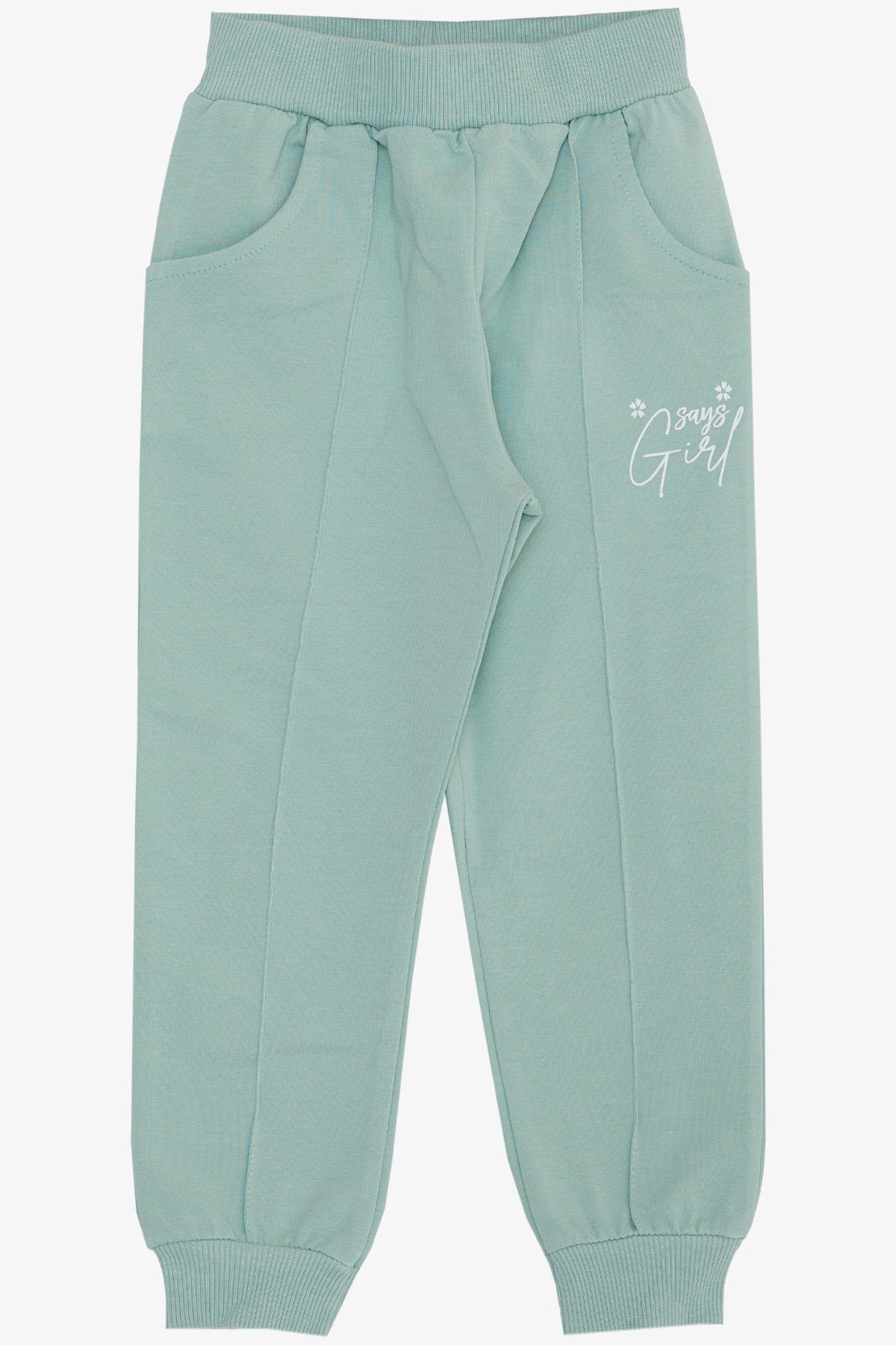 Breeze Kız Çocuk Alt Cepli Yazı Baskılı Su Yeşili (1.5-5 Yaş)