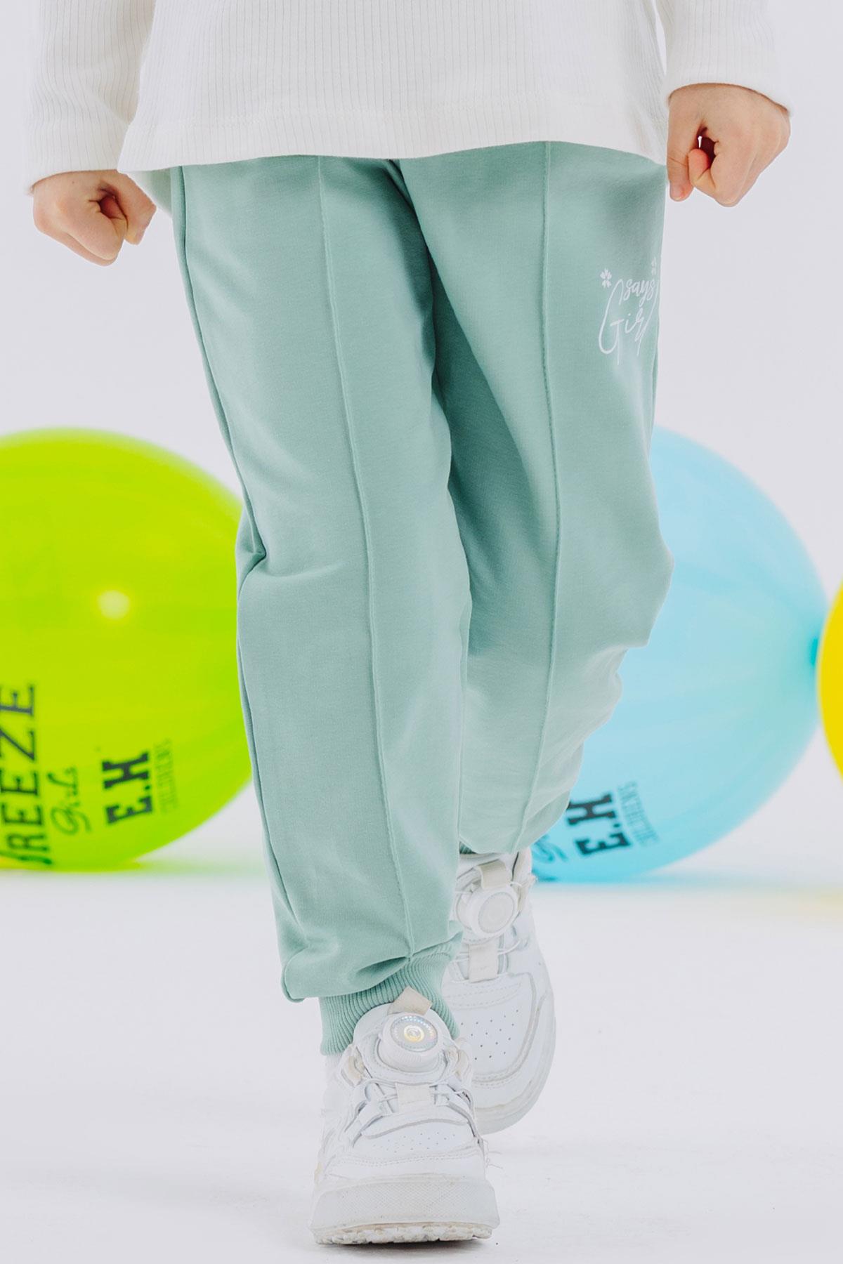 Breeze Kız Çocuk Alt Cepli Yazı Baskılı Su Yeşili (1.5-5 Yaş)