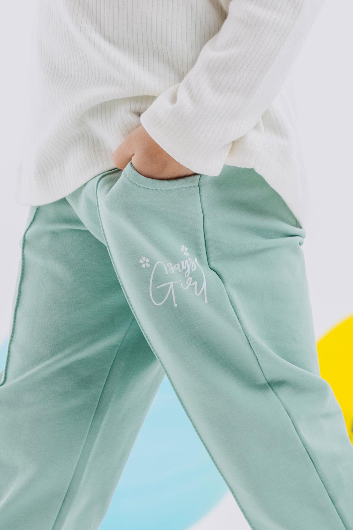 Breeze Kız Çocuk Alt Cepli Yazı Baskılı Su Yeşili (1.5-5 Yaş)