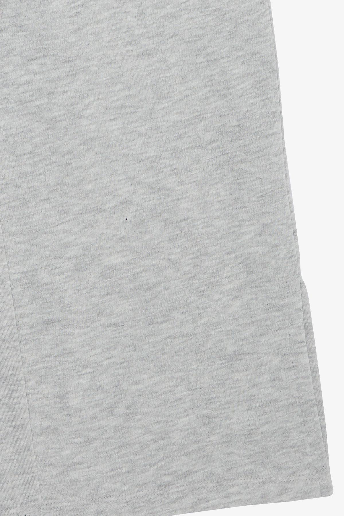 Breeze Kız Çocuk Alt Geniş Paça Yırtmaçlı Bağcık Aksesuarlı Cepli Açık Gri Melanj (8-12 Yaş)