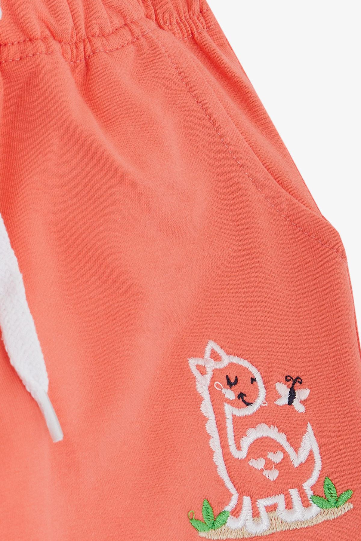 Breeze Kız Çocuk Alt Sevimli Dinozor & Kelebek Nakış Baskılı Somon (1-4 Yaş)