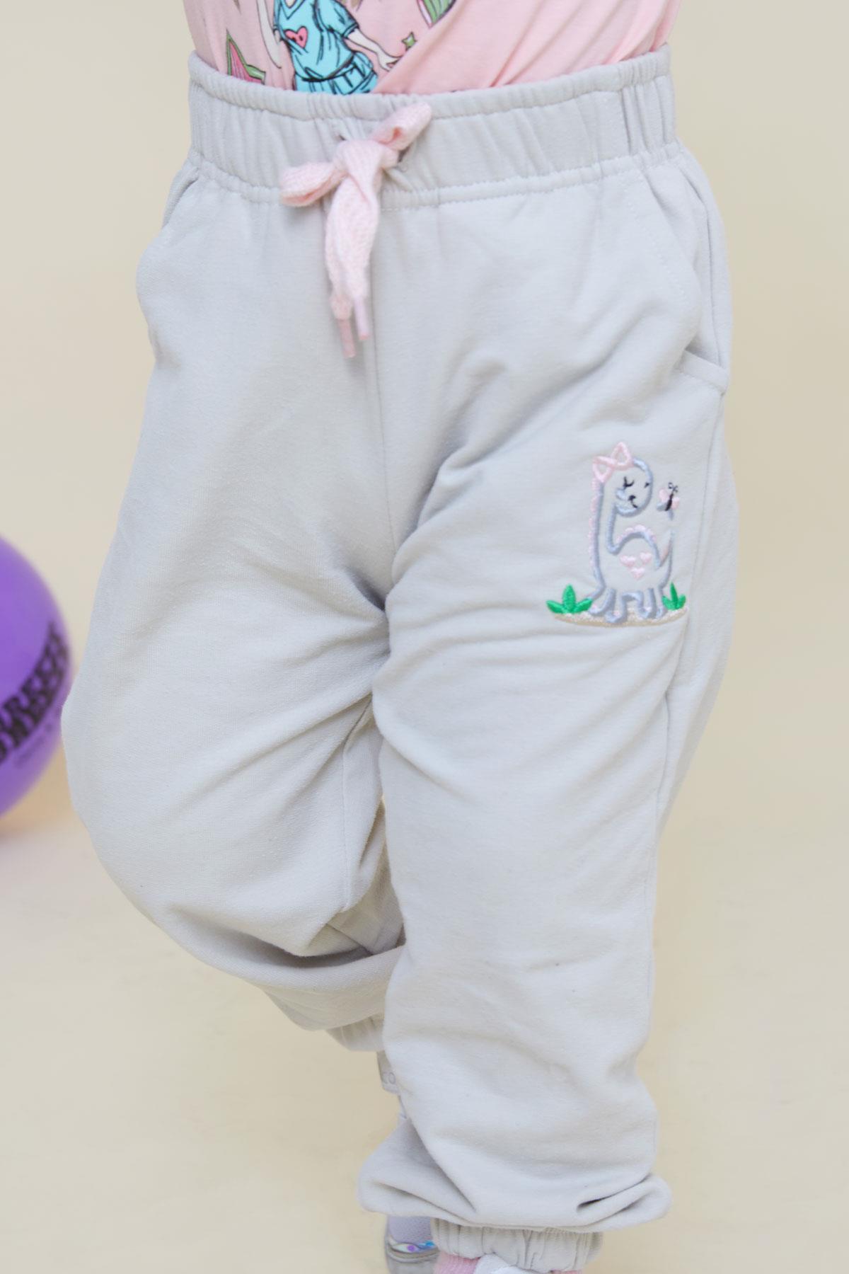 Breeze Kız Çocuk Alt Sevimli Dinozor & Kelebek Nakış Baskılı Taş (1-4 Yaş)