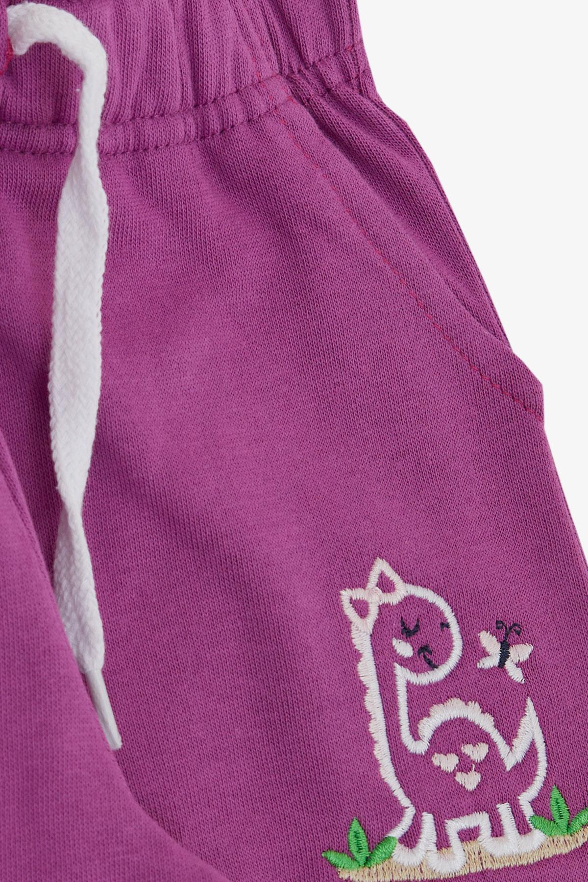 Breeze Kız Çocuk Alt Sevimli Dinozor & Kelebek Nakış Baskılı Eflatun (1-4 Yaş)