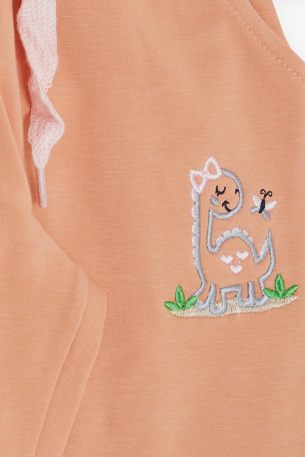 Breeze Kız Çocuk Alt Sevimli Dinozor & Kelebek Nakış Baskılı Somon (1-4 Yaş)