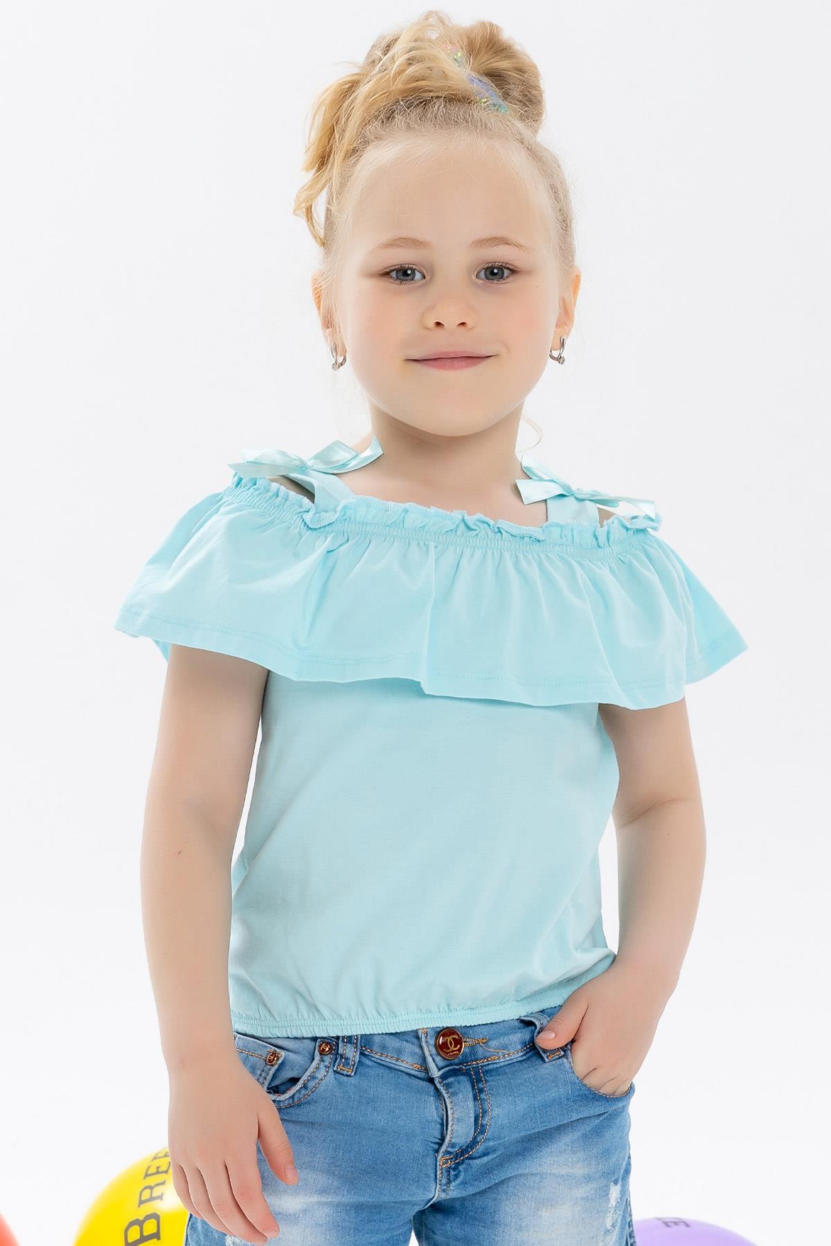 Breeze Kız Çocuk Askılı Bluz Fiyonklu Turkuaz (6 Yaş)
