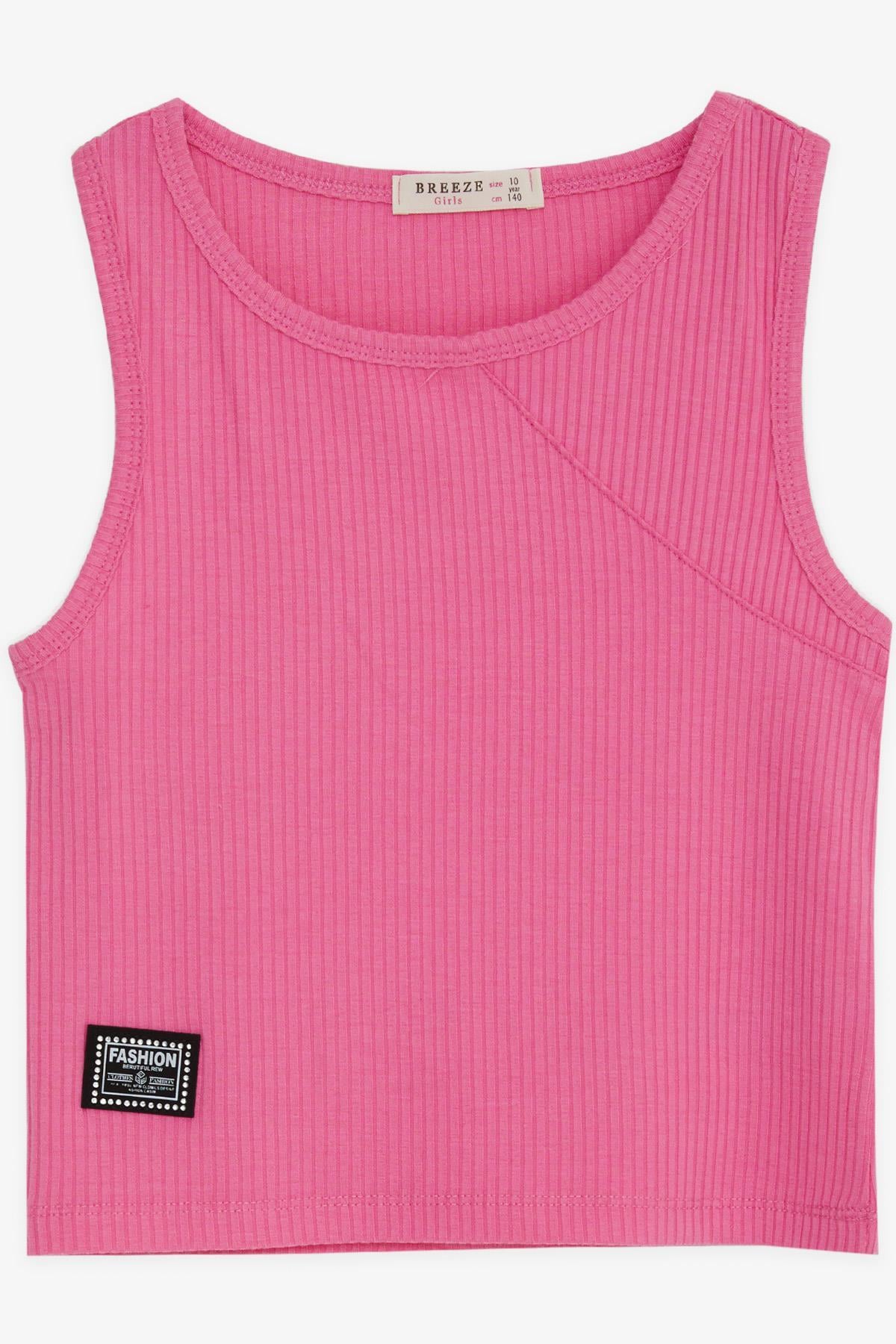 Breeze Kız Çocuk Askılı Tişört Armalı Taşlı Pembe (12-14 Yaş)