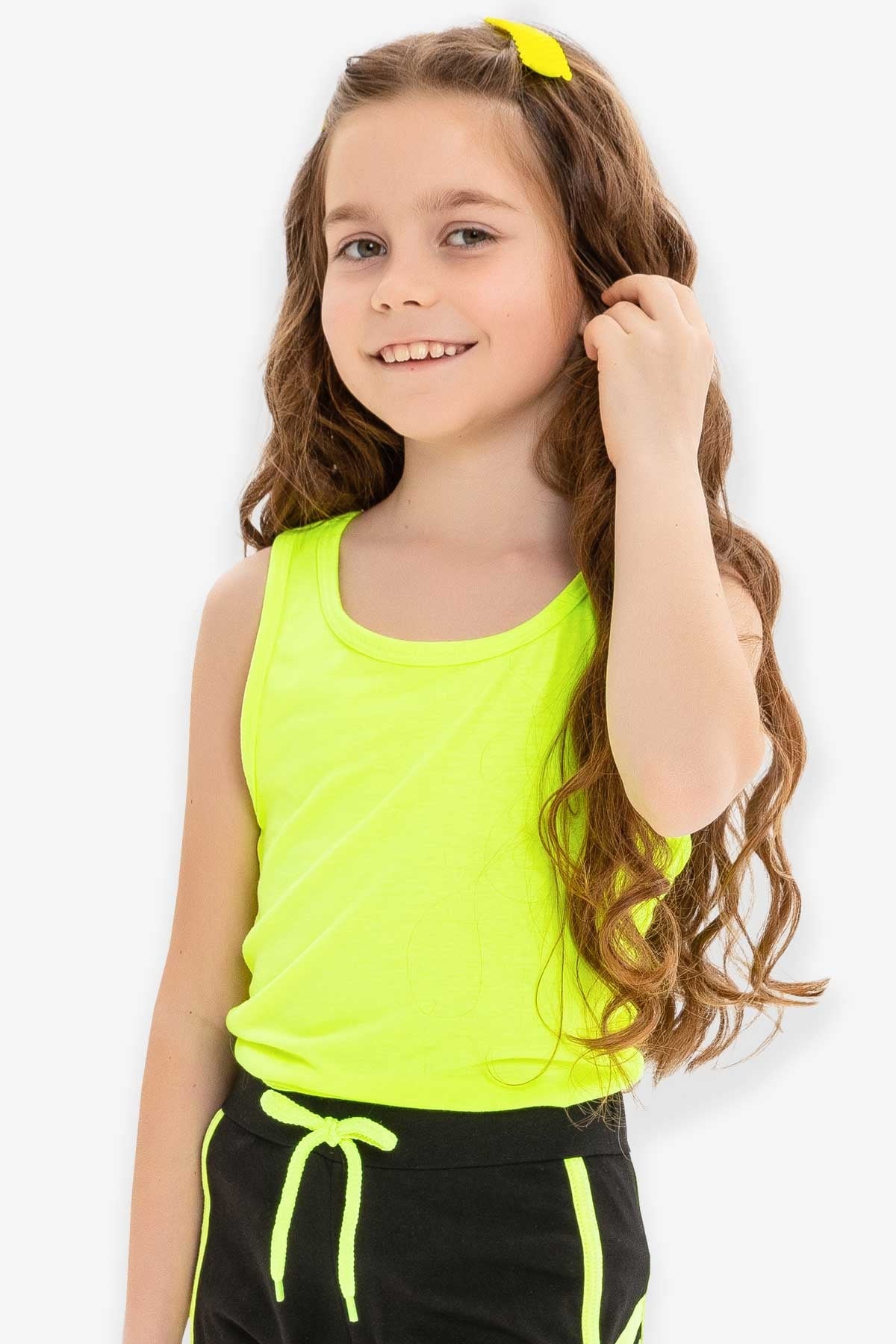 Breeze Kız Çocuk Askılı Tişört Basic Neon Yeşil (9 Yaş)