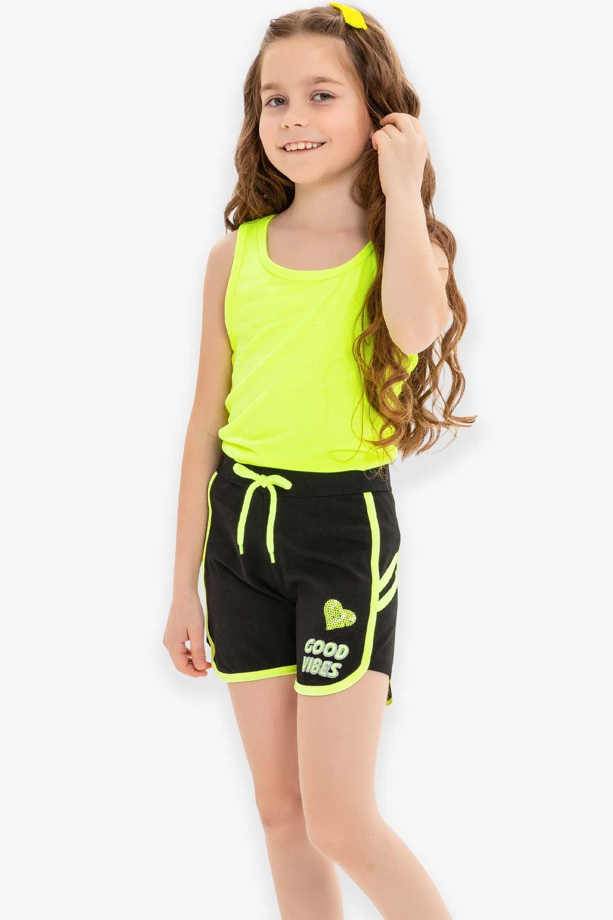 Breeze Kız Çocuk Askılı Tişört Basic Neon Yeşil (9 Yaş)