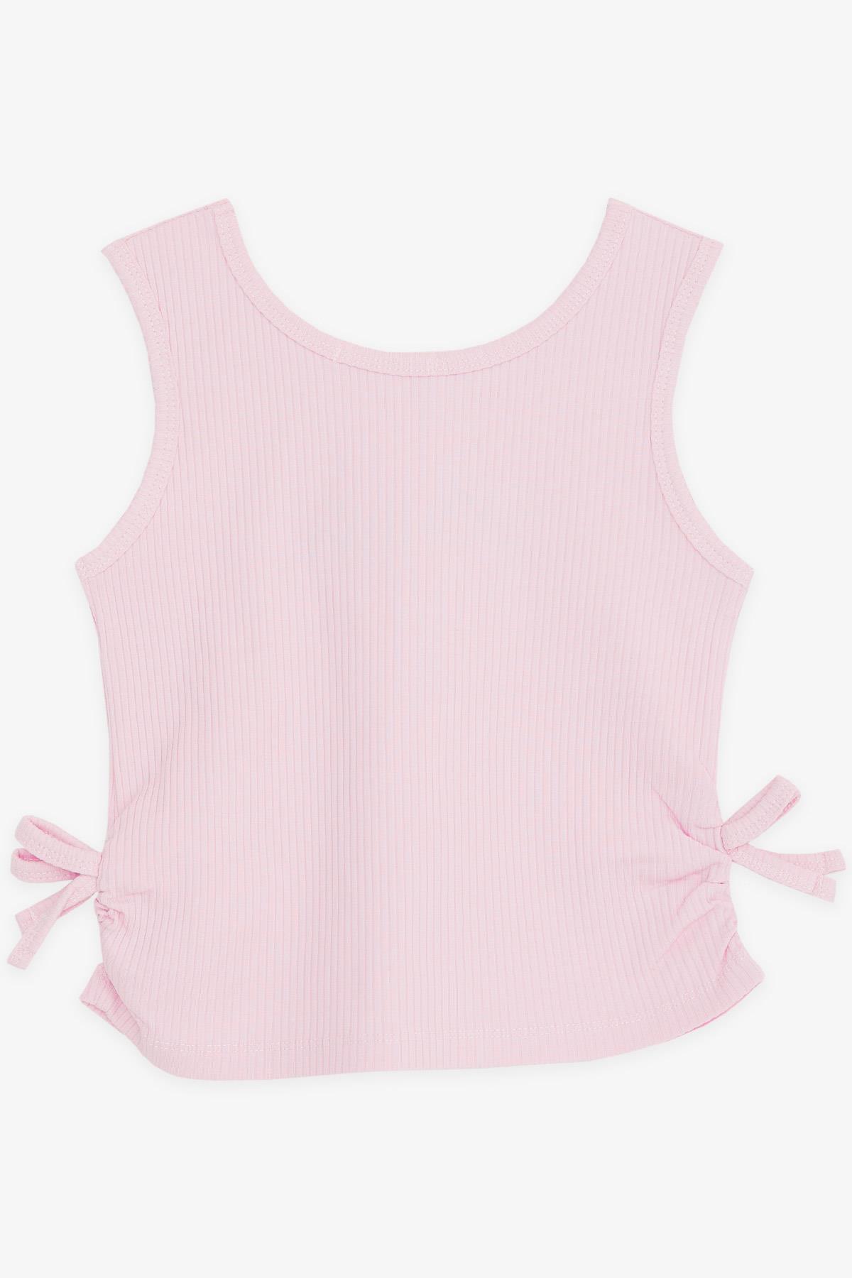Breeze Kız Çocuk Askılı Tişört Yazı Nakışlı Yanları Fiyonklu Pembe (8-14 Yaş)