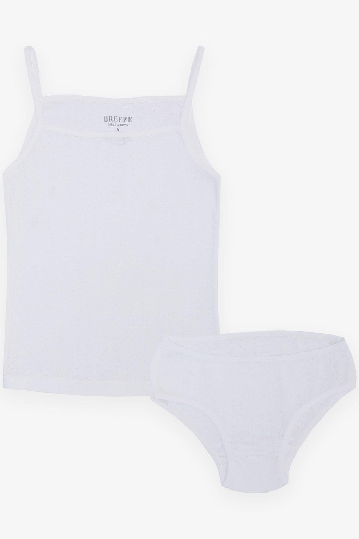 Breeze Kız Çocuk Atlet & Slip Takım Jakarlı Beyaz (3-11 Yaş)