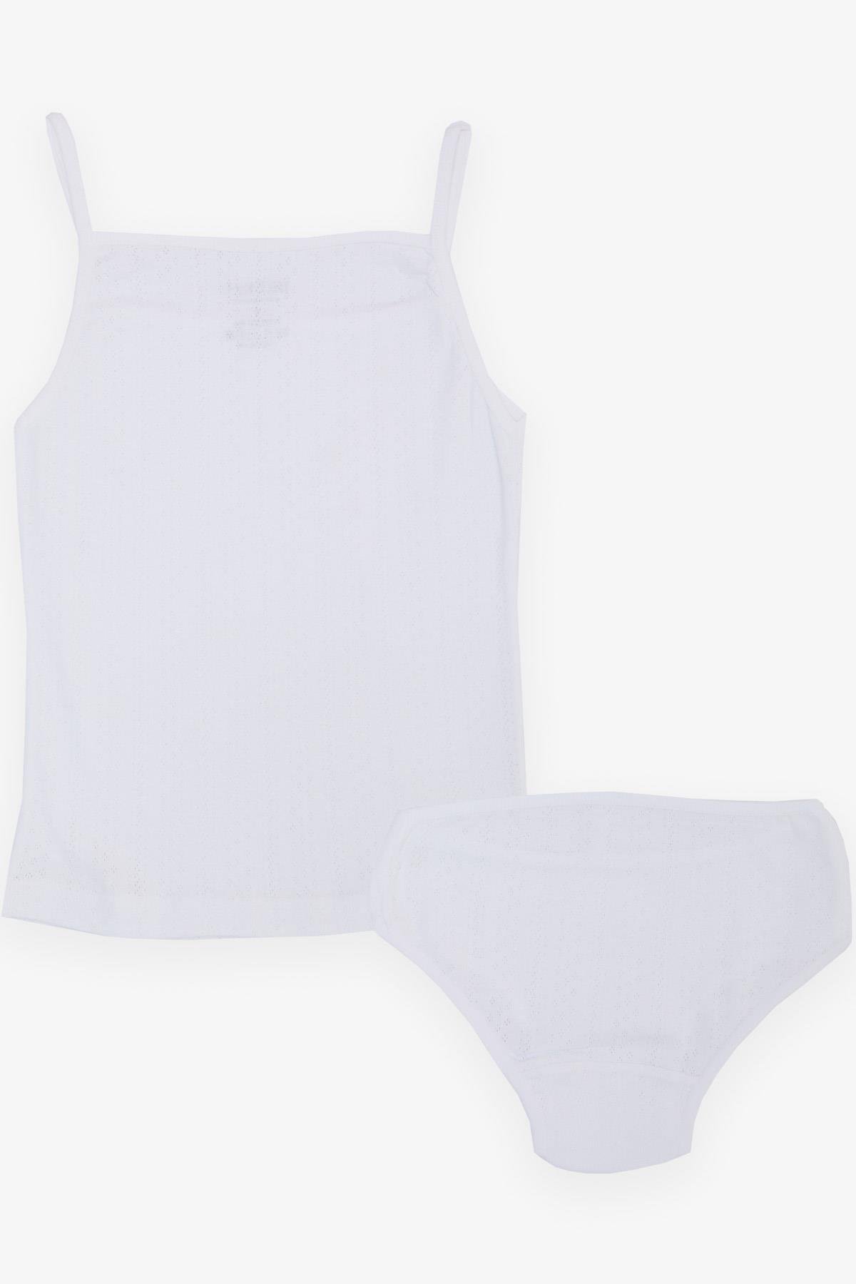 Breeze Kız Çocuk Atlet & Slip Takım Jakarlı Beyaz (3-11 Yaş)