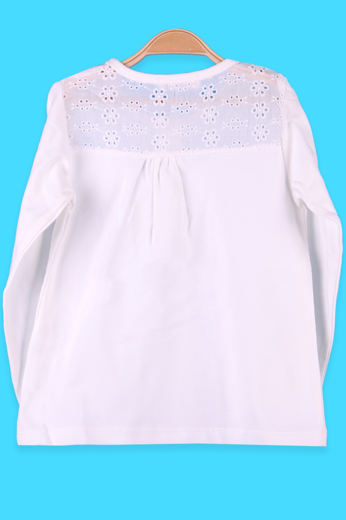 Breeze Kız Çocuk Bluz Çiçekleri Güpürlü Beyaz (4-8 Yaş)