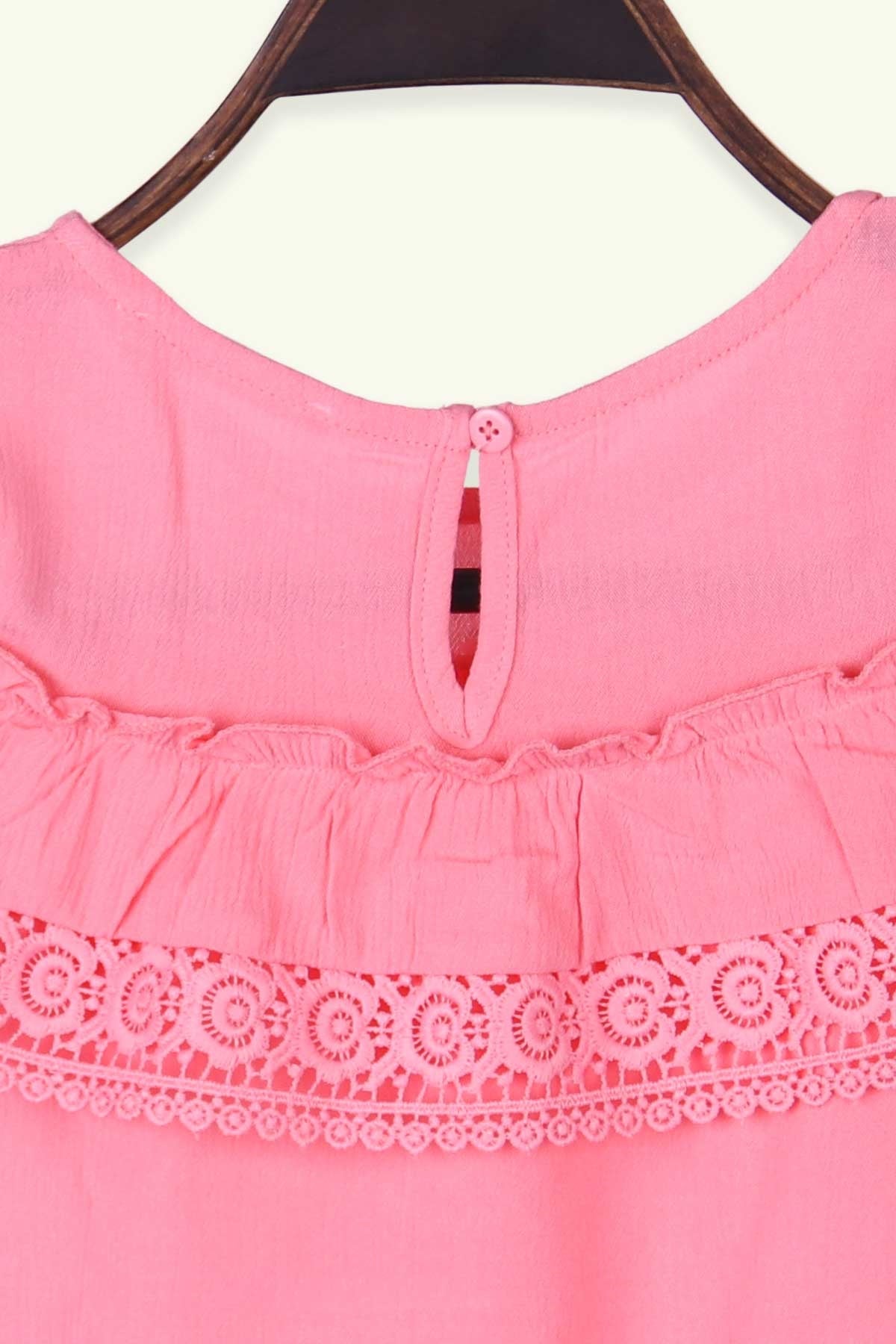 Breeze Kız Çocuk Bluz Güpürlü Mercan (7-12 Yaş)