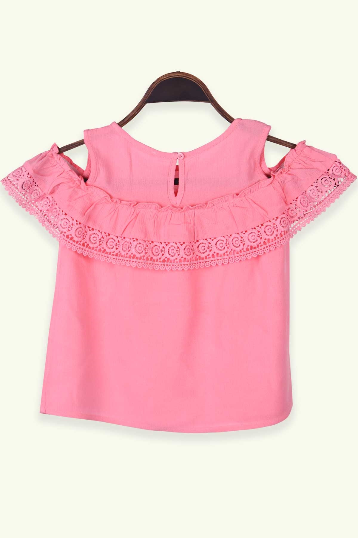 Breeze Kız Çocuk Bluz Güpürlü Mercan (7-12 Yaş)