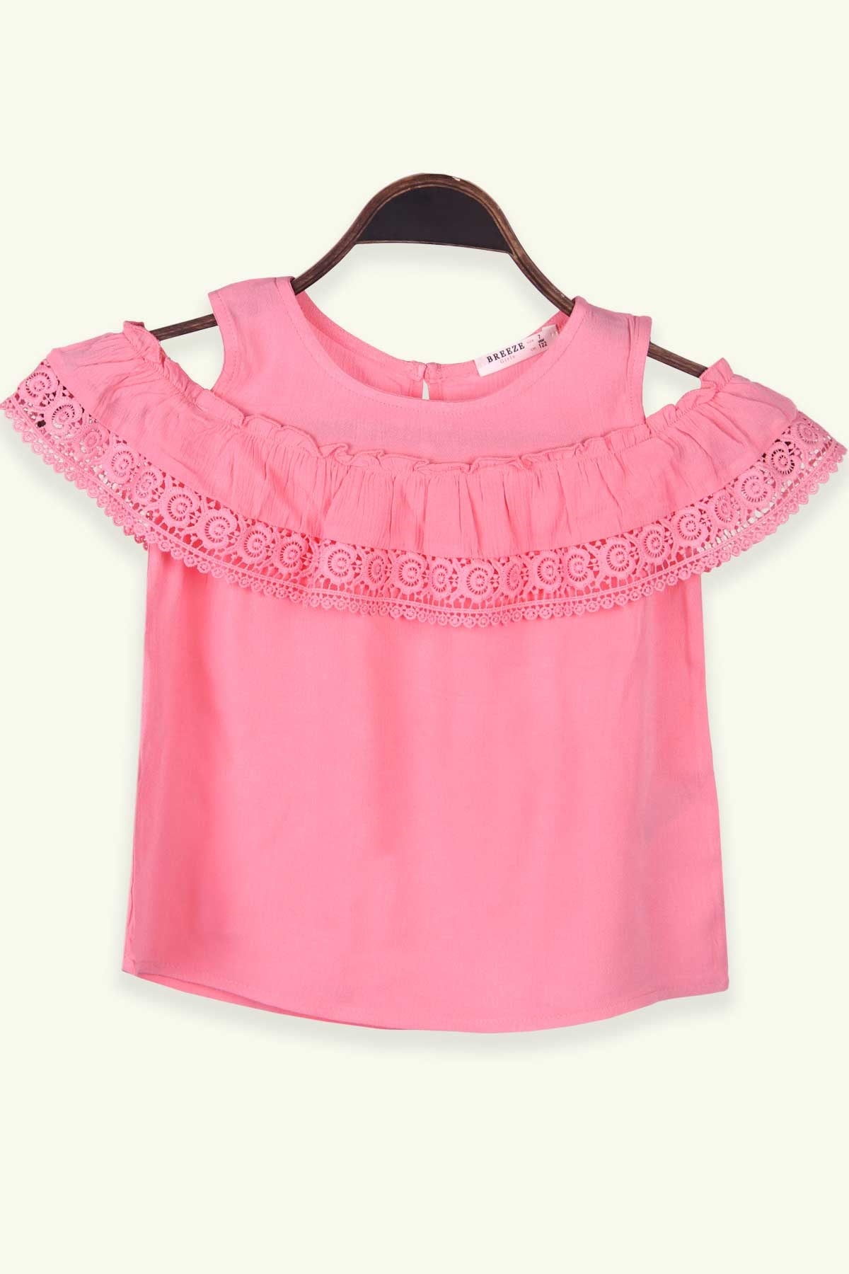 Breeze Kız Çocuk Bluz Güpürlü Mercan (7-12 Yaş)