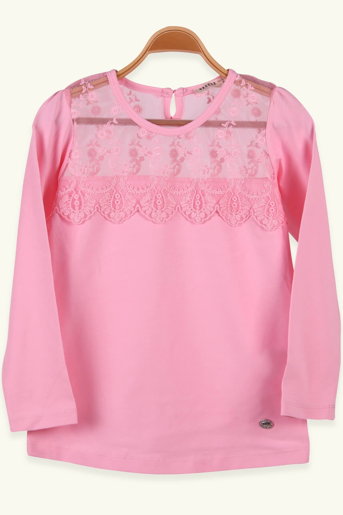 Breeze Kız Çocuk Bluz Güpürlü Pembe (6-12 Yaş)
