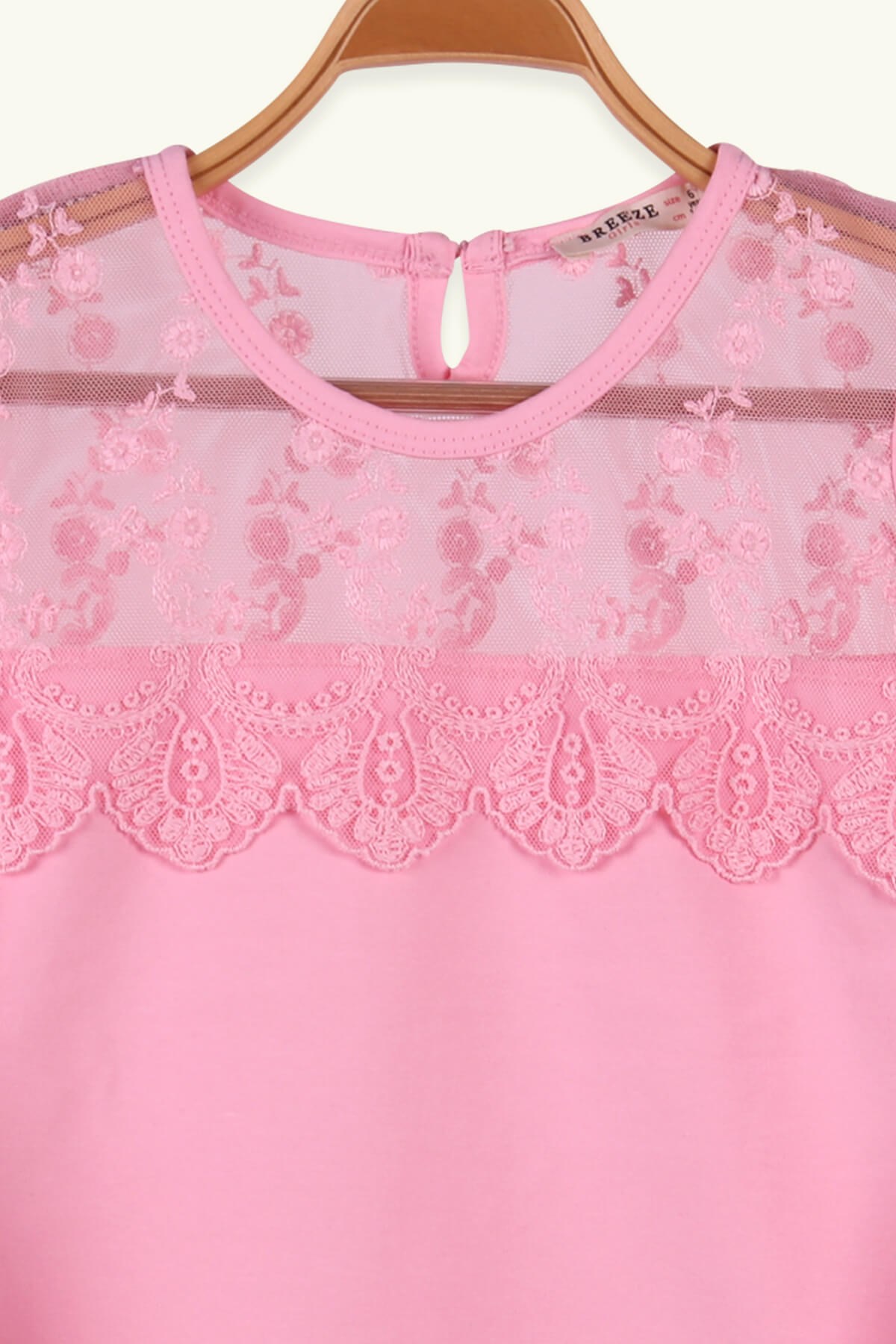 Breeze Kız Çocuk Bluz Güpürlü Pembe (6-12 Yaş)