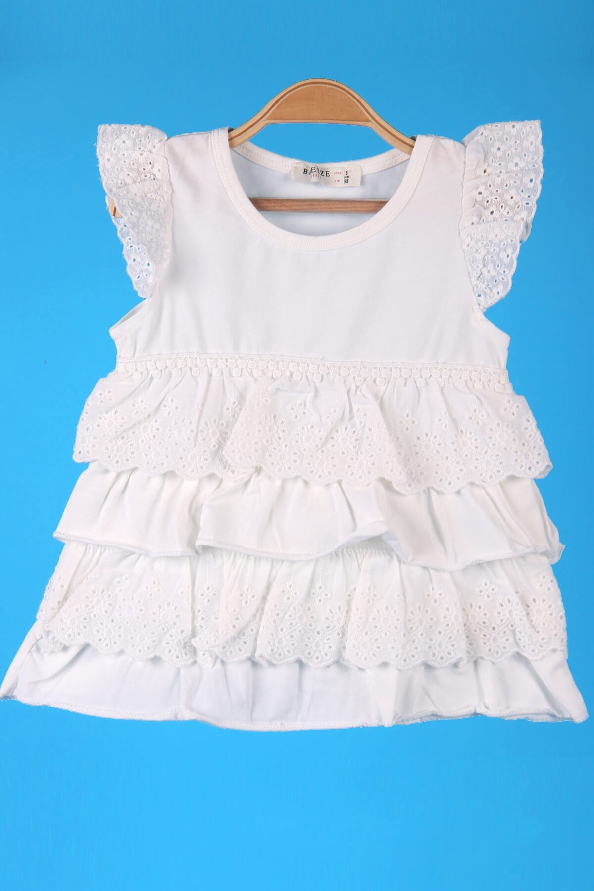 Breeze Kız Çocuk Bluz Kat Kat Fisto Ekru (3-8 Yaş)
