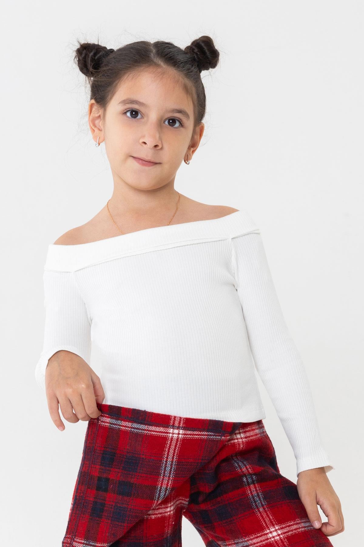 Breeze Kız Çocuk Bluz Kayık Yaka Kemer Boy Basic Ekru (9-14 Yaş)