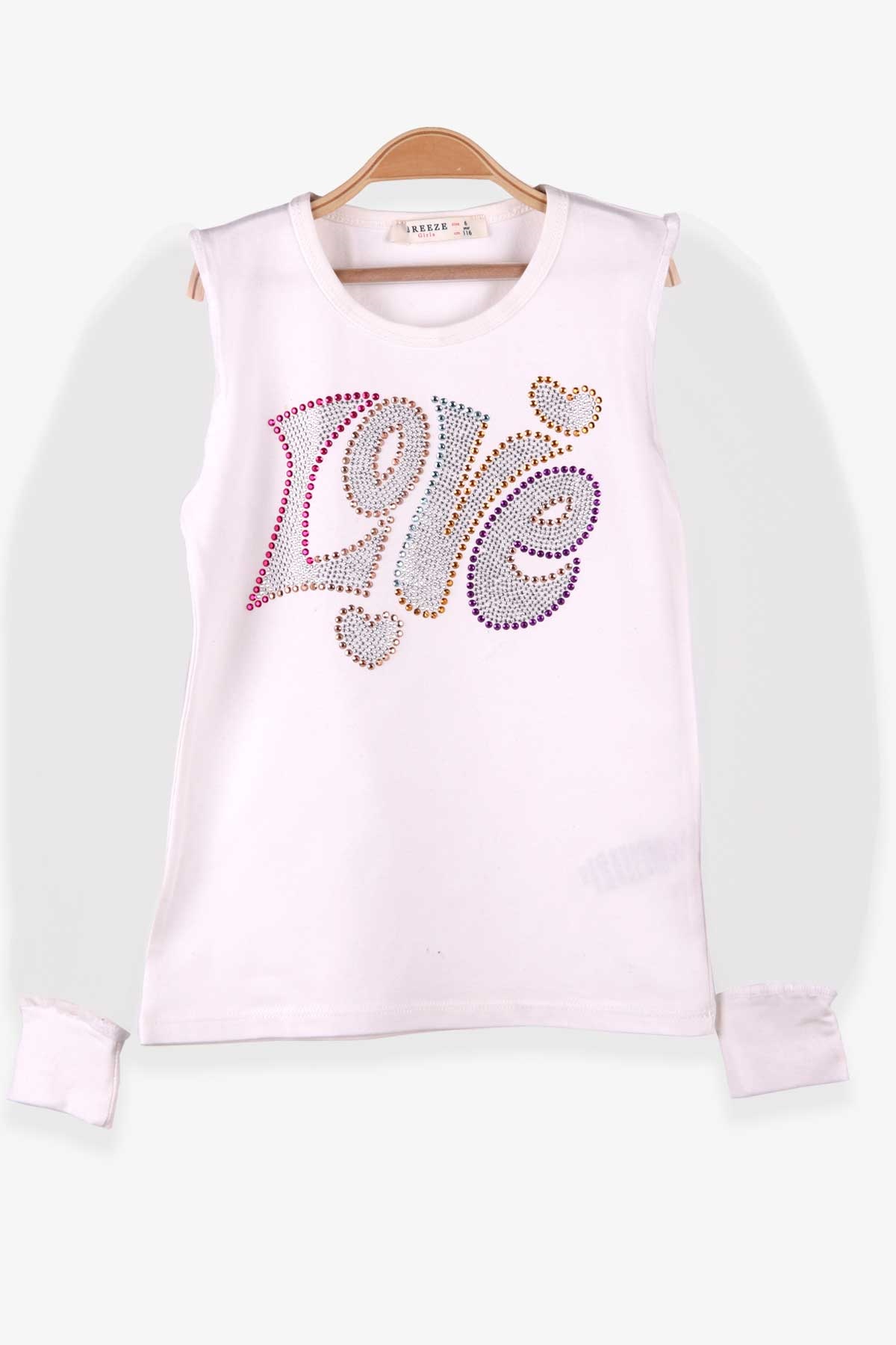 Breeze Kız Çocuk Bluz Taşlı Tüllü  Ekru (6-12 Yaş)
