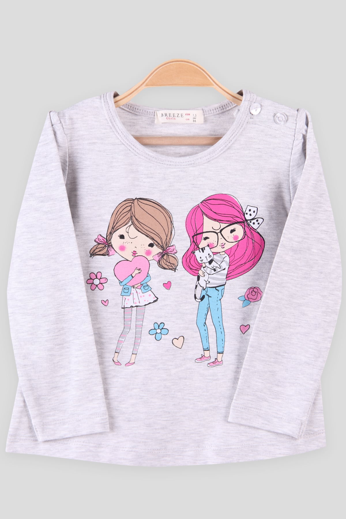 Breeze Kız Çocuk Body  Gri (1.5-5 Yaş)