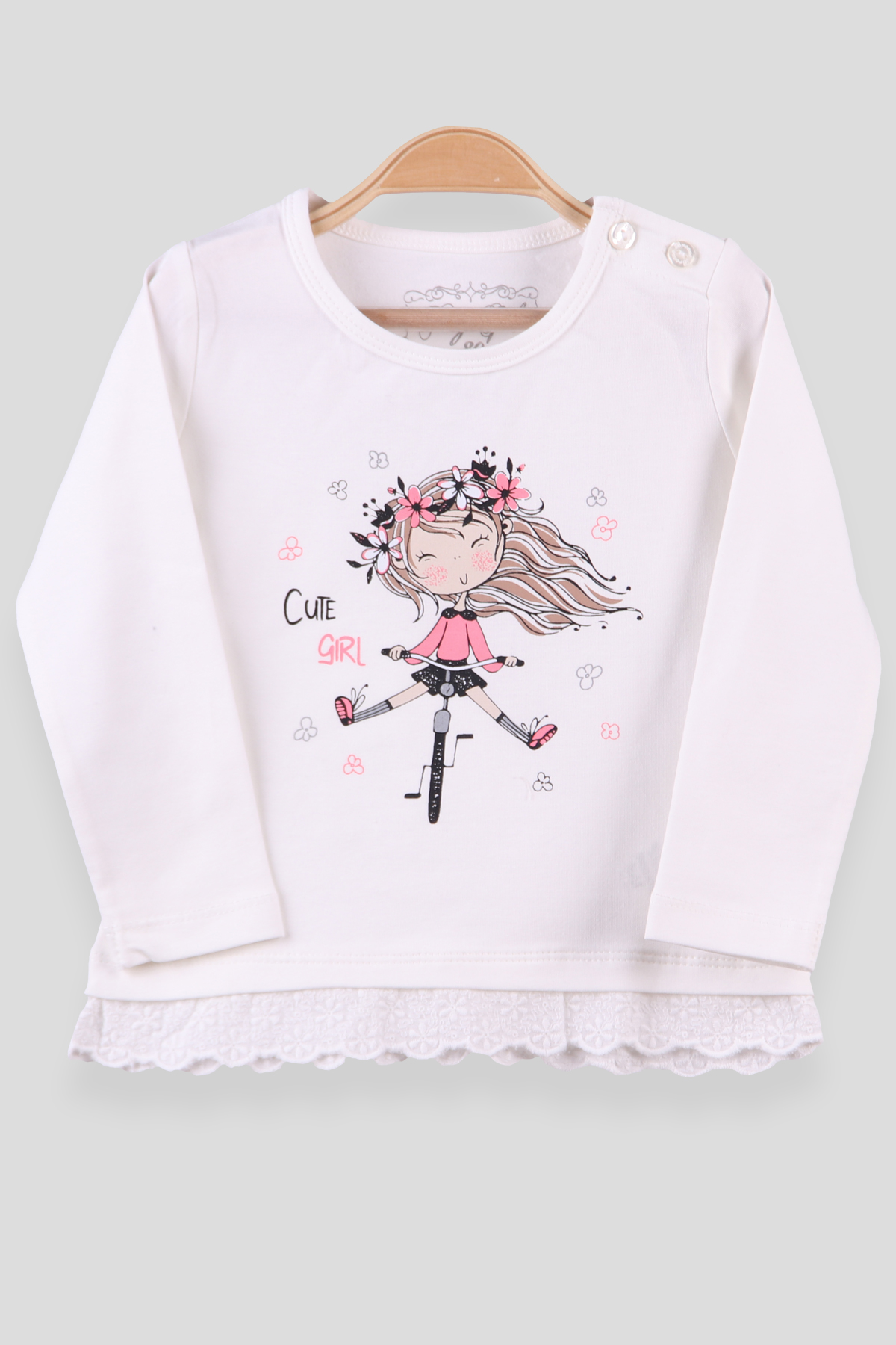 Breeze Kız Çocuk Body Güpürlü Ekru (9 Ay-3 Yaş)