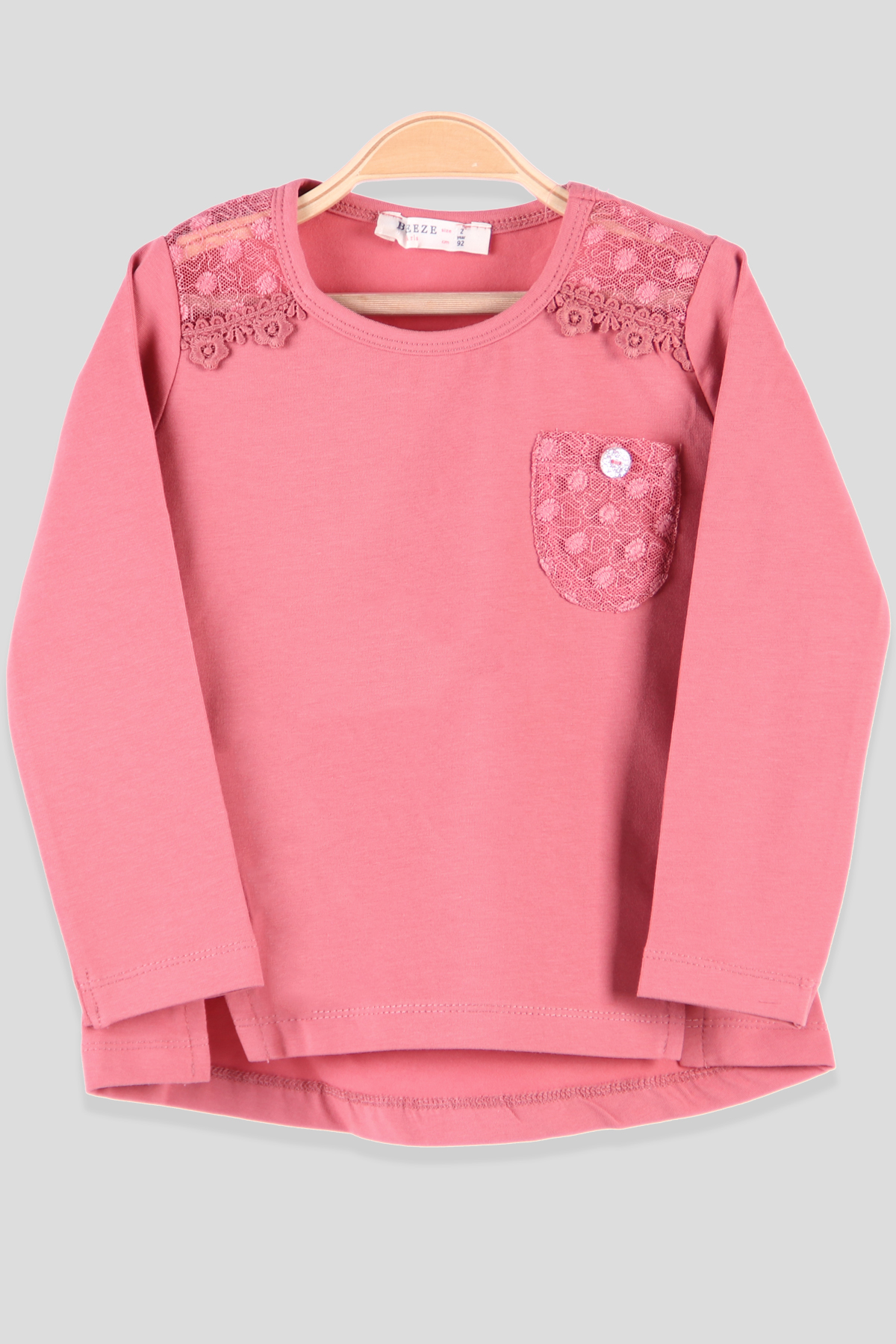 Breeze Kız Çocuk Body Güpürlü Gülkurusu (2-6 Yaş)