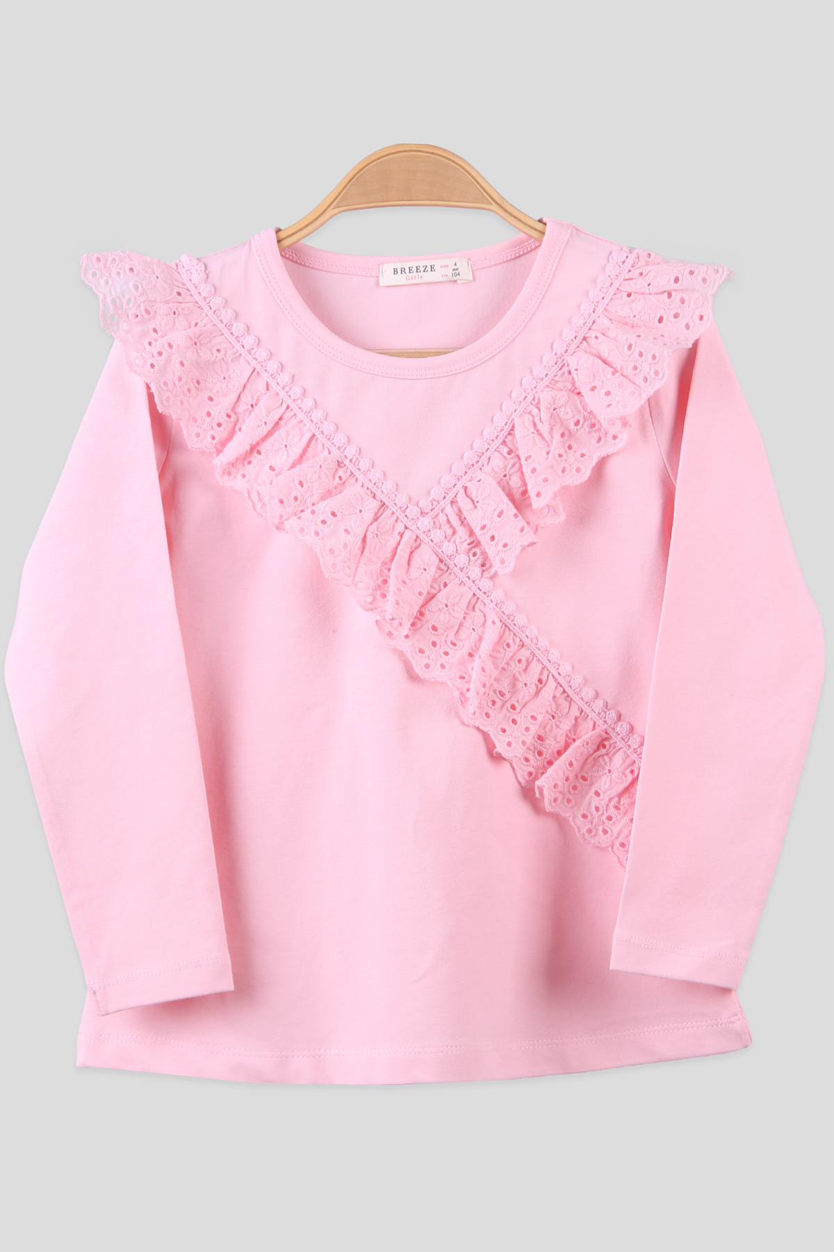 Breeze Kız Çocuk Body Güpürlü Pembe (4-8 Yaş)