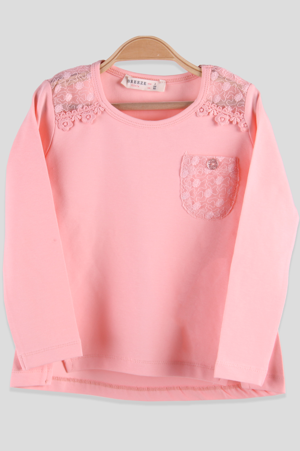 Breeze Kız Çocuk Body Güpürlü Somon (2-6 Yaş)