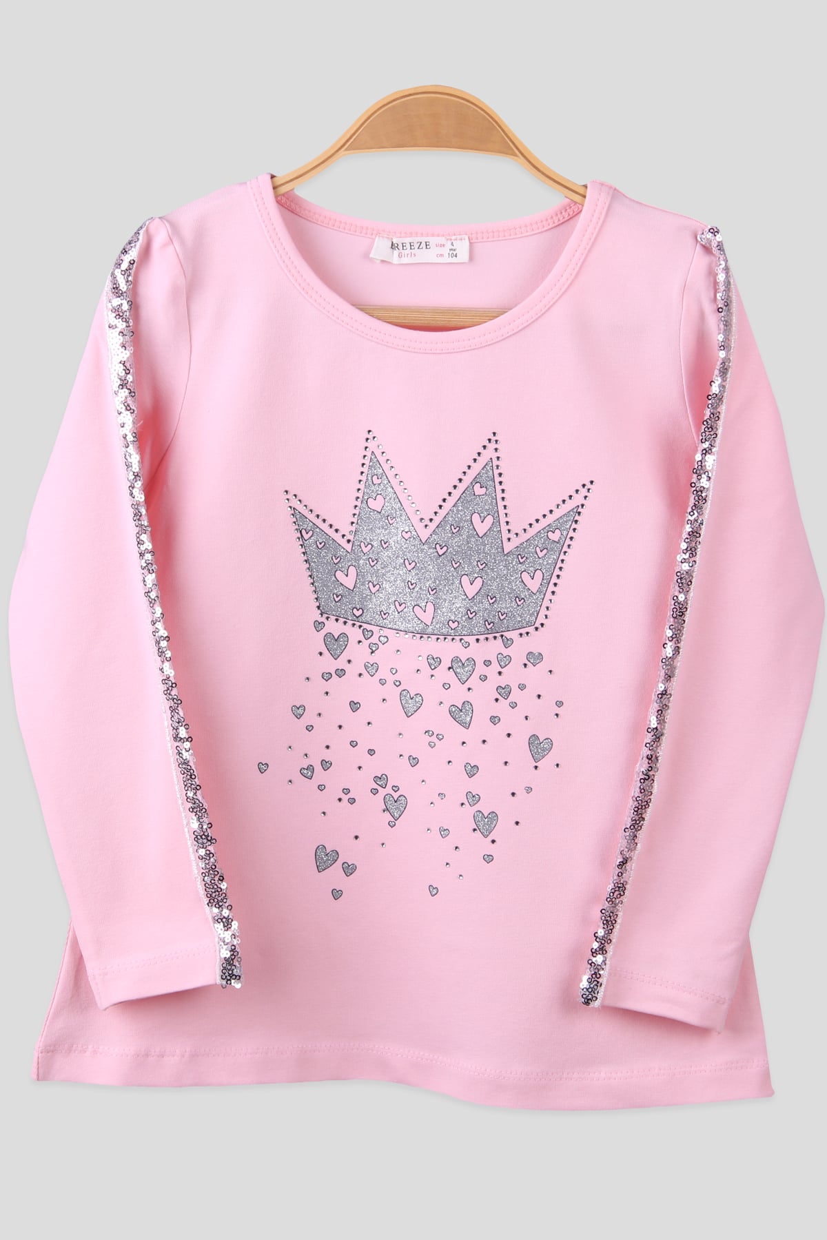 Breeze Kız Çocuk Body Pullu Taşlı Pembe Pembe (4-9 Yaş)