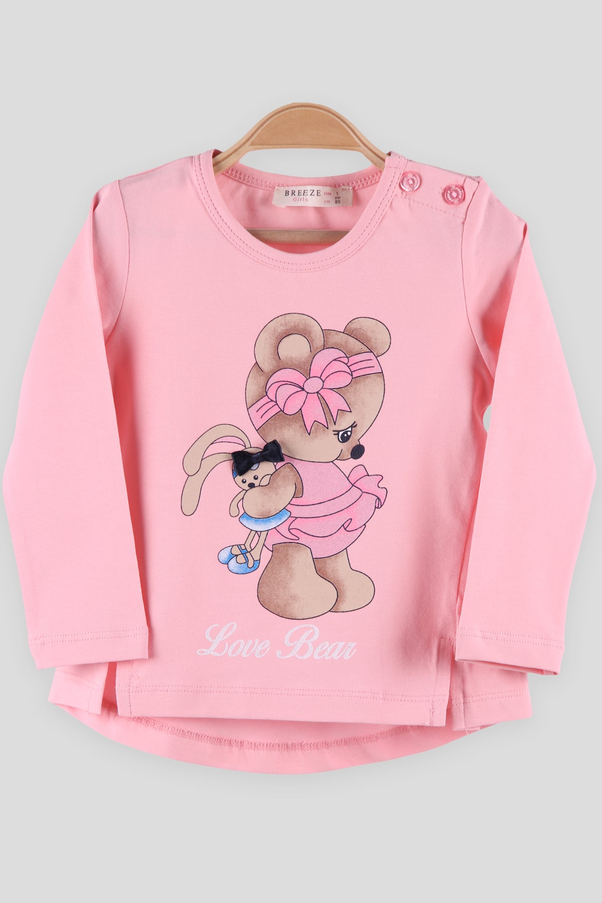 Breeze Kız Çocuk Body Simli Ayıcıklı Pembe (1-4 Yaş)