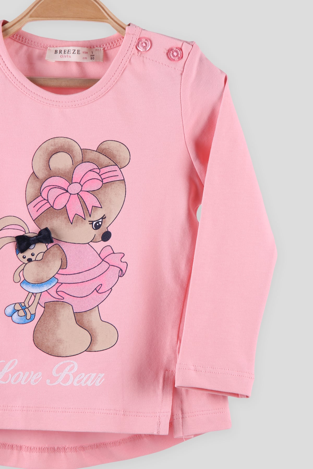 Breeze Kız Çocuk Body Simli Ayıcıklı Pembe (1-4 Yaş)